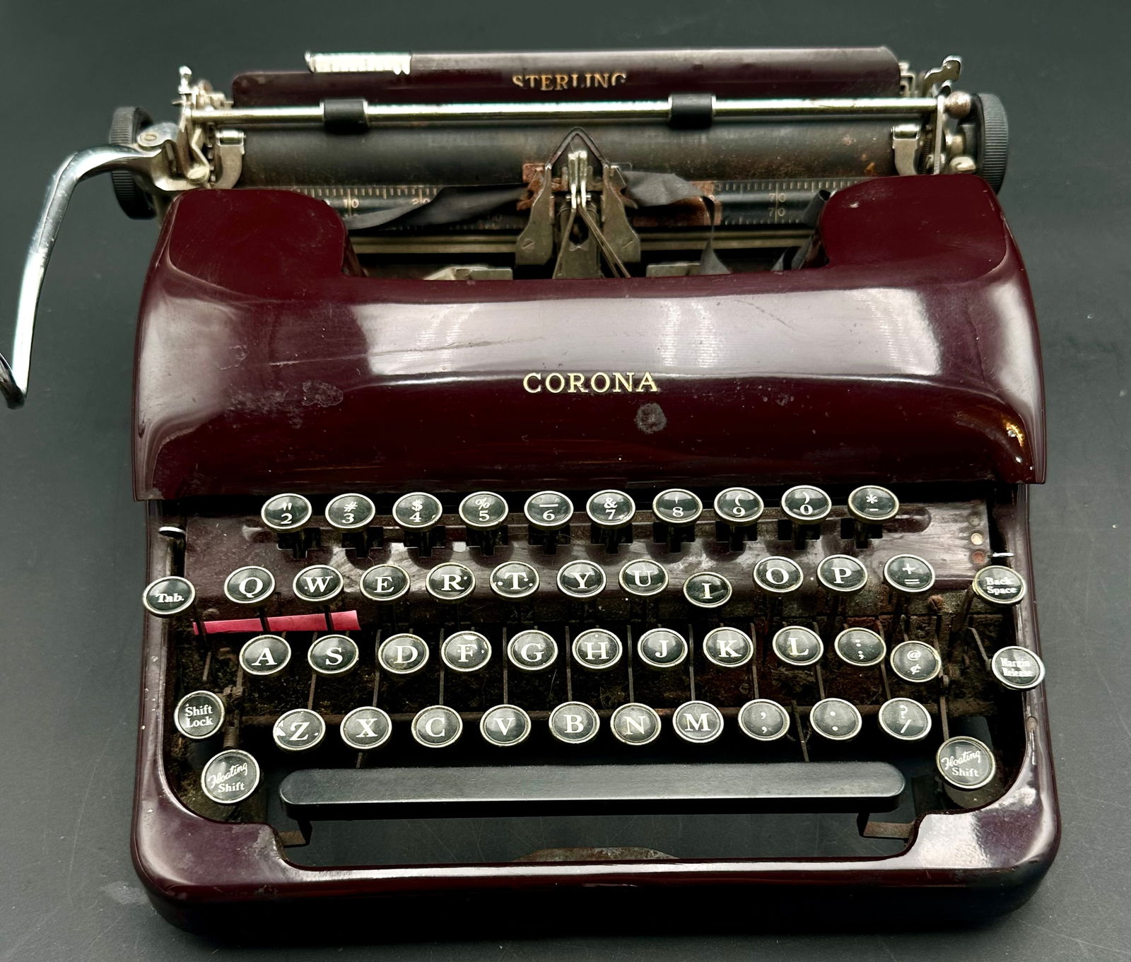 Vintage L.C. Smith & Corona Portable Sterling Typewriter – Burgundy Maroon, Made in USA (1 of 16)