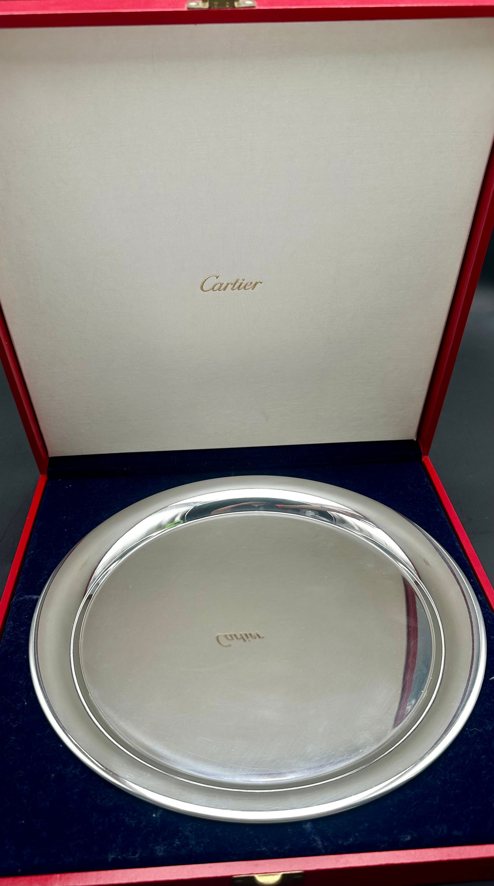 Cartier Pewter Serving Tray with Original Red Presentation Case (1 of 10)