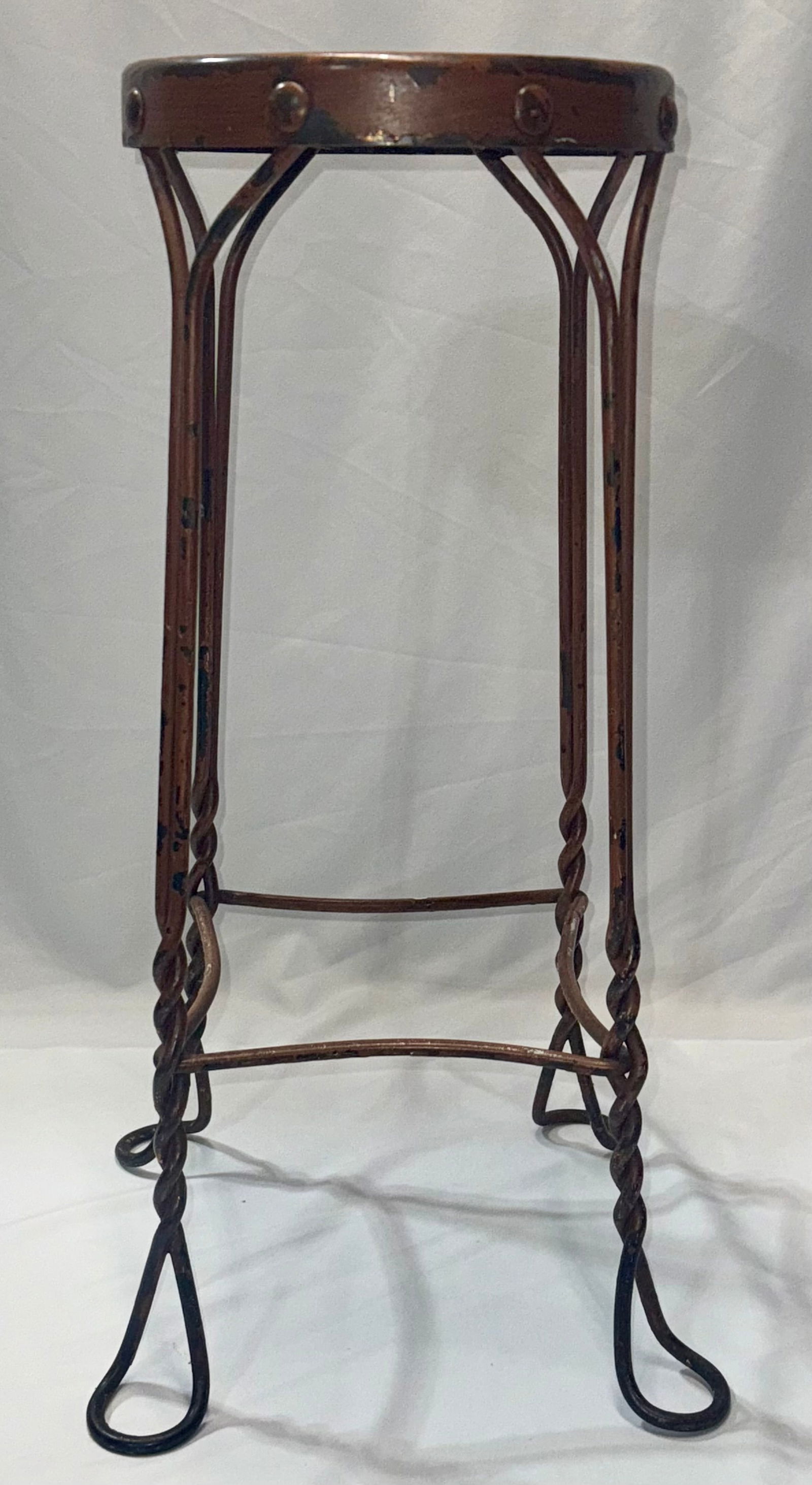 TWISTED CAST IRON ICE CREAM PARLOR STOOL CHICAGO WIRE CHAIR CO. (1 of 6)
