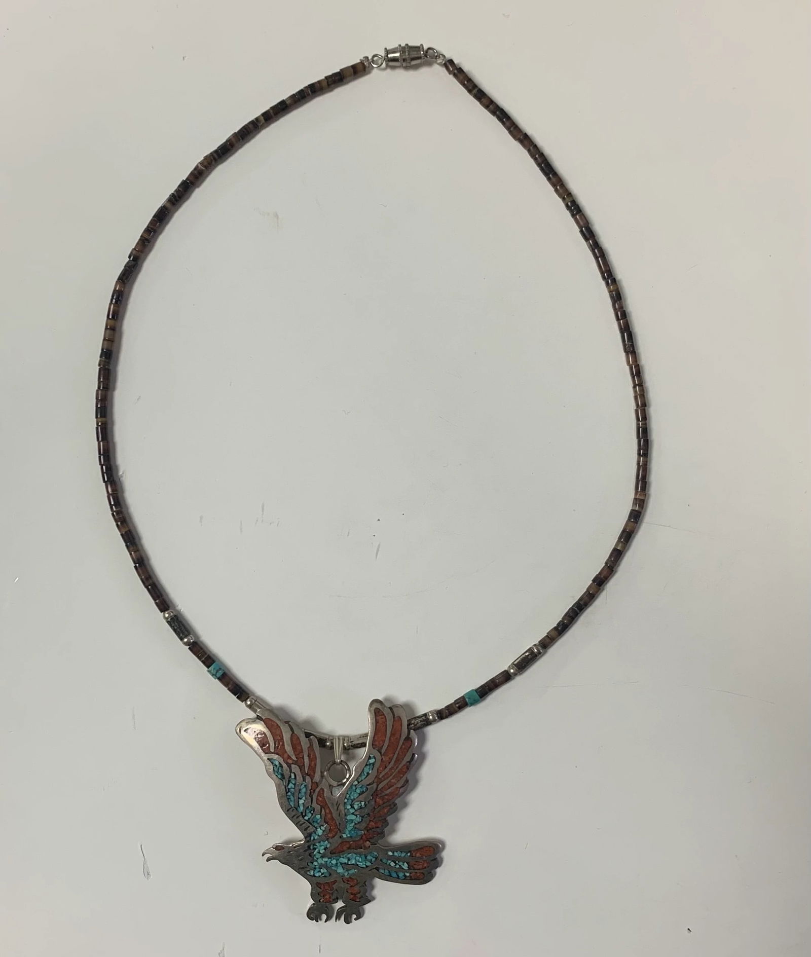 Vintage Native American Navajo sterling silver eagle or thunderbird pendant necklace (1 of 3)