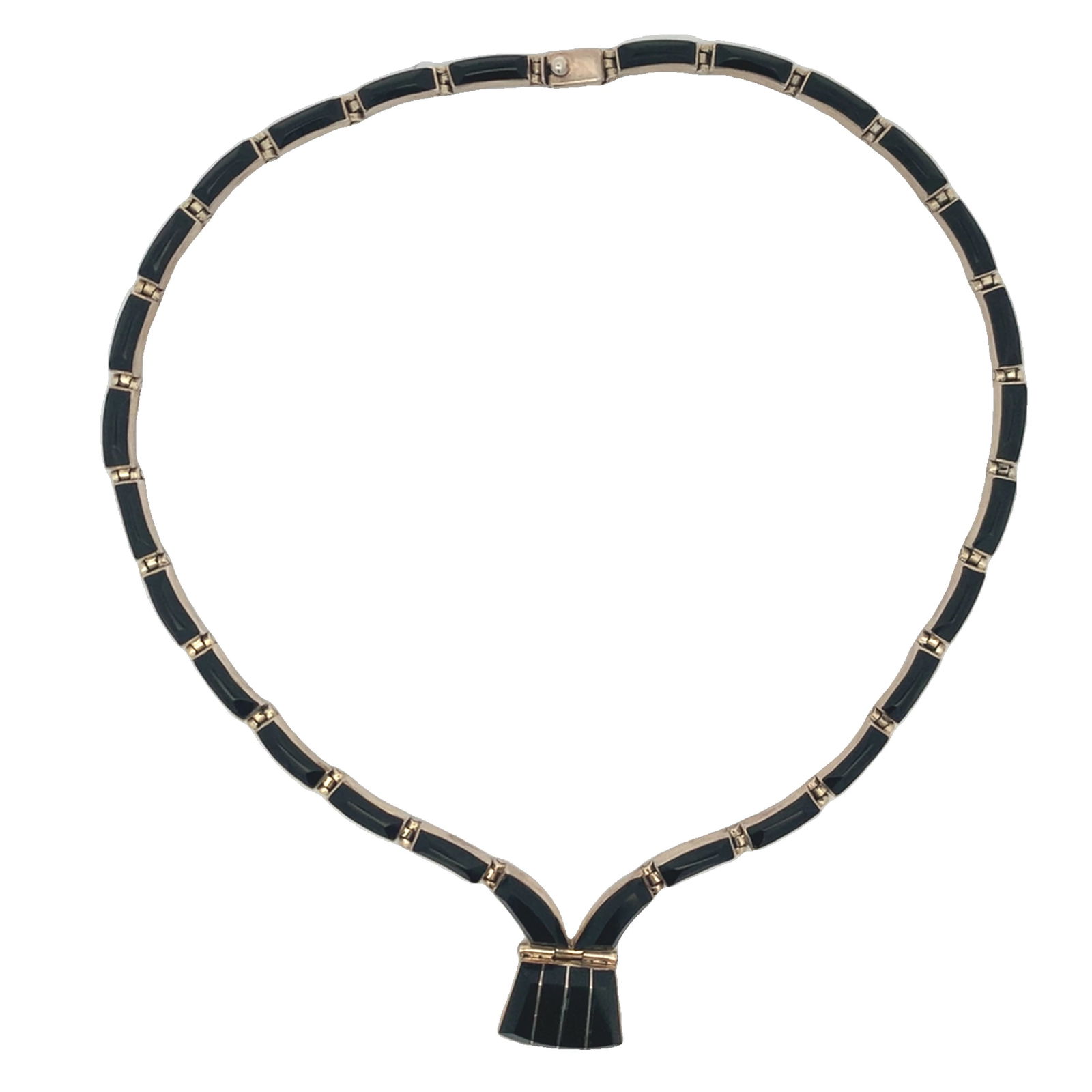 Vintage Mexican 950 black Onyx silver necklace: 17 cm long 26 gr