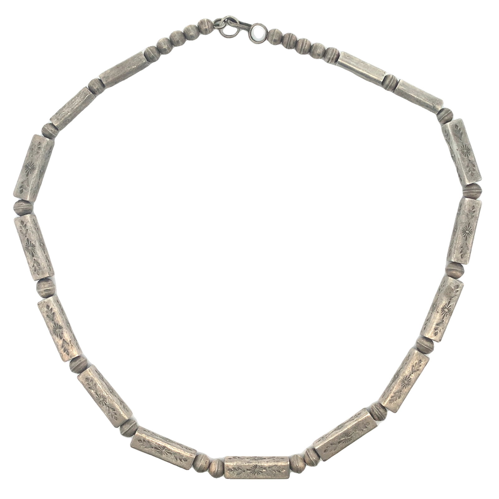 Native American Navajo Sterling Silver Stampwork Necklace 26: 43 gr