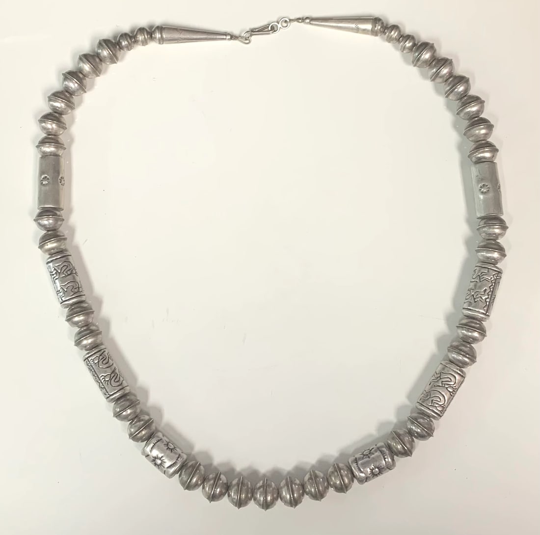 Native American style sterling silver beaded necklace (1 of 2)