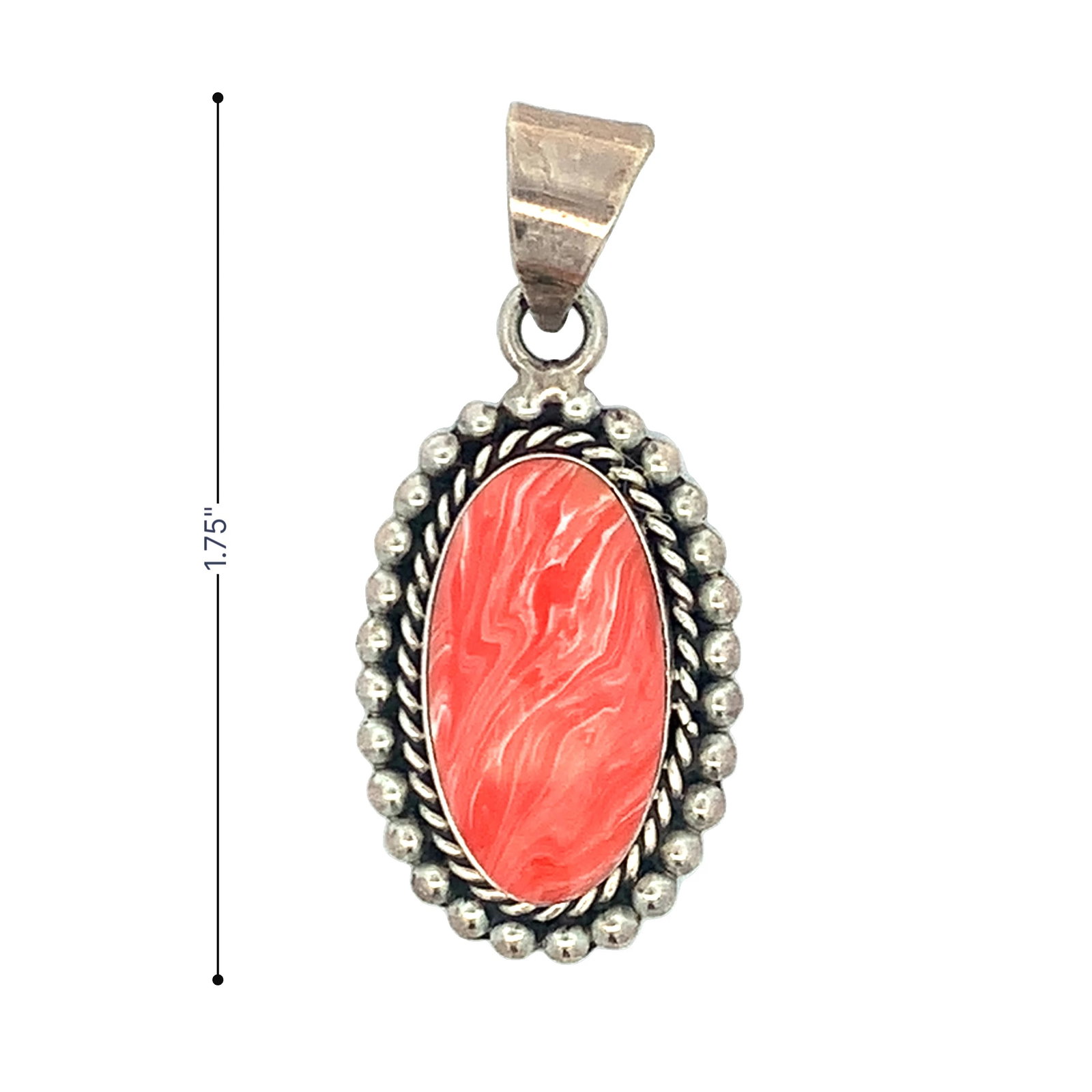 BCT Mexico 925 Sterling Silver Pink Swirl Glass Pendant – 1.75”: Vintage BCT Mexico 925 sterling silver pendant featuring a vibrant pink swirl art glass cabochon set in a detailed beaded border. Measures approx. 1.75” long including bail. Marked BCT 925 Mexic