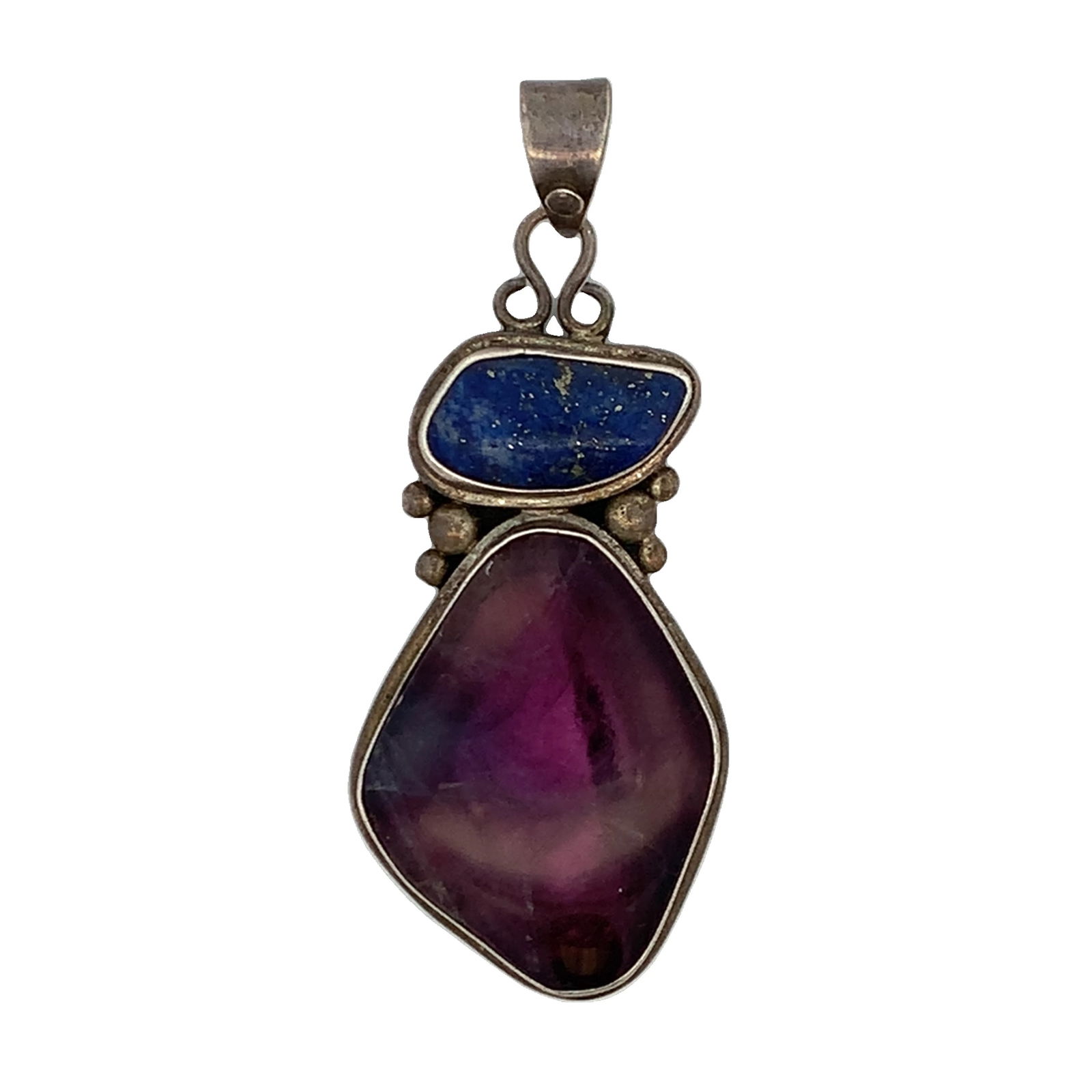 Sterling Silver Lapis Lazuli and Amethyst Artisan Pendant (1 of 3)