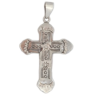 Mexican Sterling Silver Hand-Stamped Cross Pendant (1 of 3)