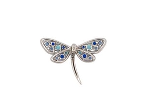 Sterling Silver Blue Opal & Lapis Dragonfly Brooch (1 of 3)