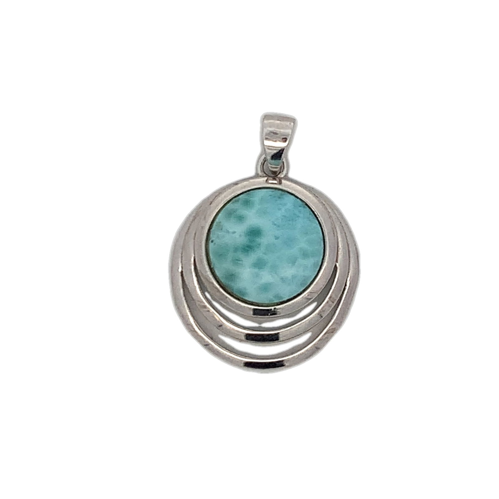 Larimar Pendant, 925 Sterling Silver,Round Gemstone Pendant, (1 of 3)