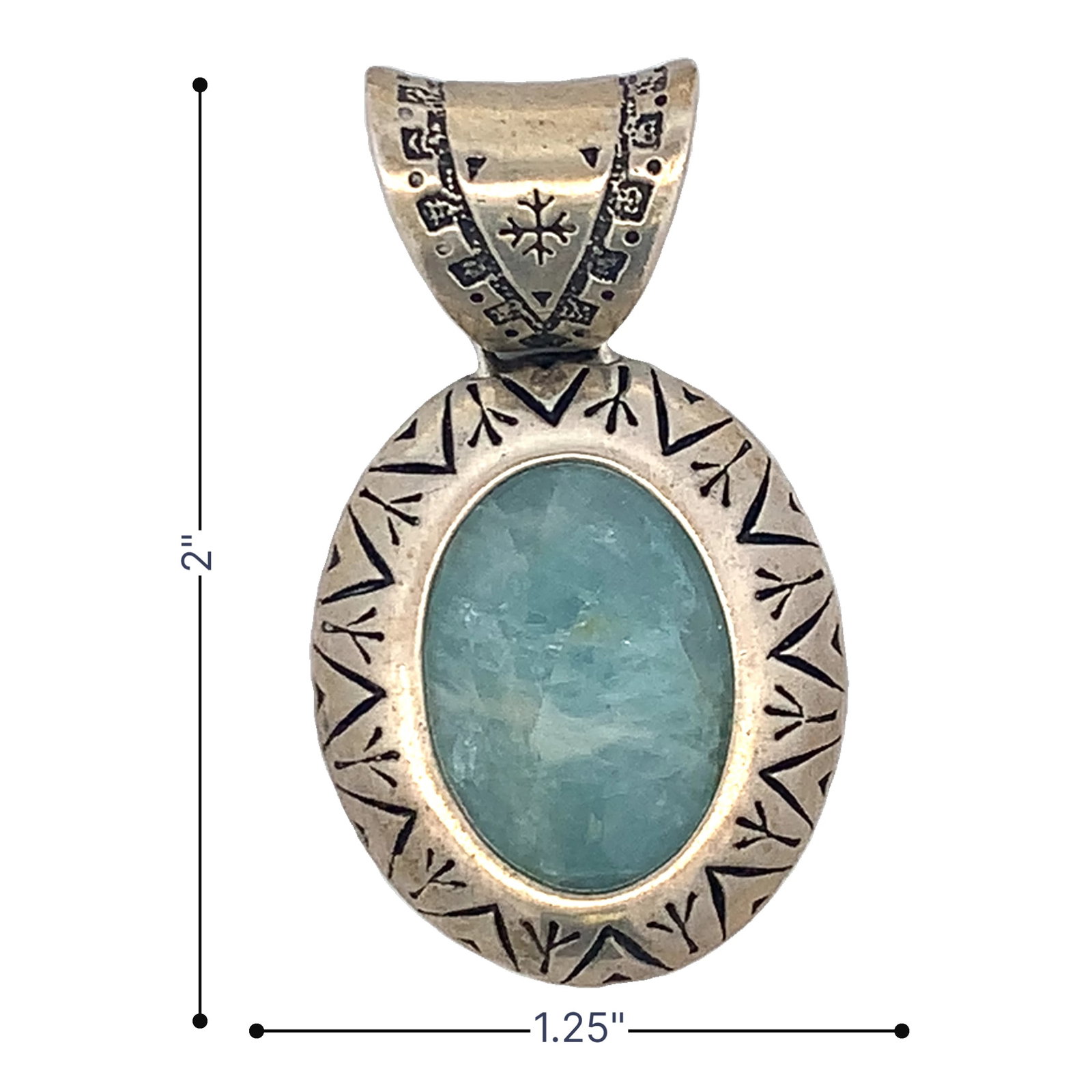 Carolyn Pollack Sterling Silver Milky Aquamarine Relios Southwest Large Pendant: Carolyn Pollack Sterling Silver Milky Aquamarine Relios Southwest Large Pendant Measures 2" by 1-1/8". Marked CR 925.Weighs 18.5 grams.