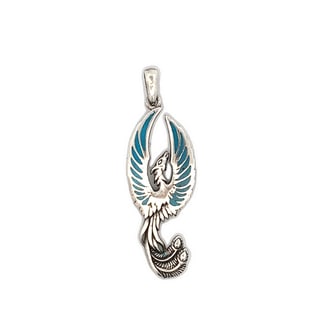 Sterling Silver Phoenix Pendant with Blue Enamel Inlay (1 of 3)