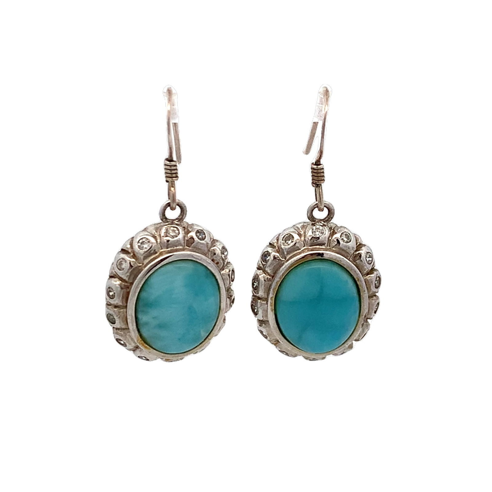 Navajo Sterling Silver and Turquoise Drop Earrings: Navajo Sterling Silver and Turquoise Drop Earrings7.8 grSterling Stamp S9.5 mm stone