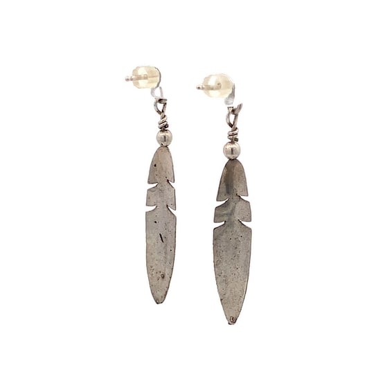 Sterling Silver Feather Dangle Earrings, 2.5g, Unmarked, 1.75” (1 of 2)