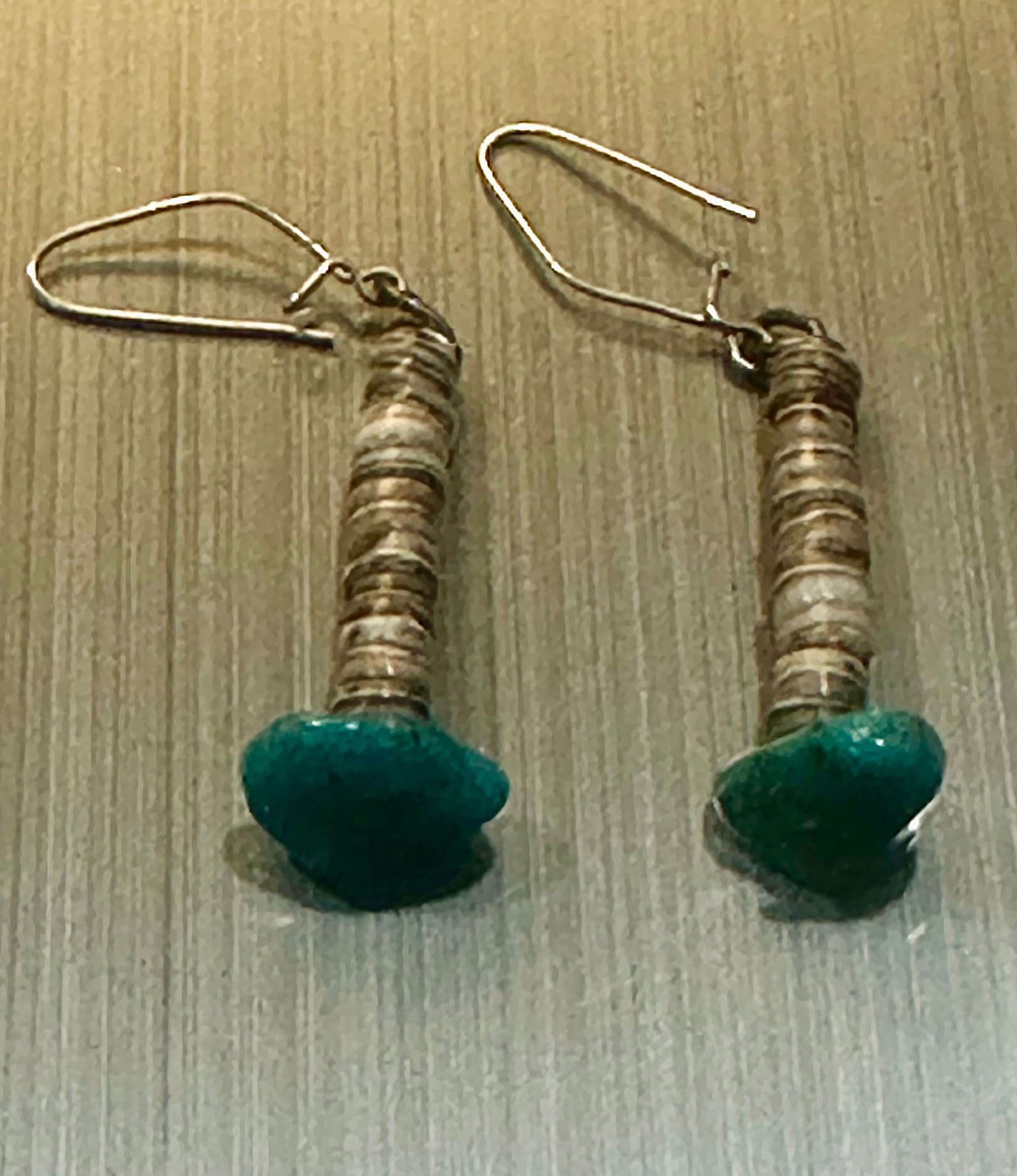 Heishi Pooka Shell and Turquoise Dangle Earrings, 2.4g (1 of 4)