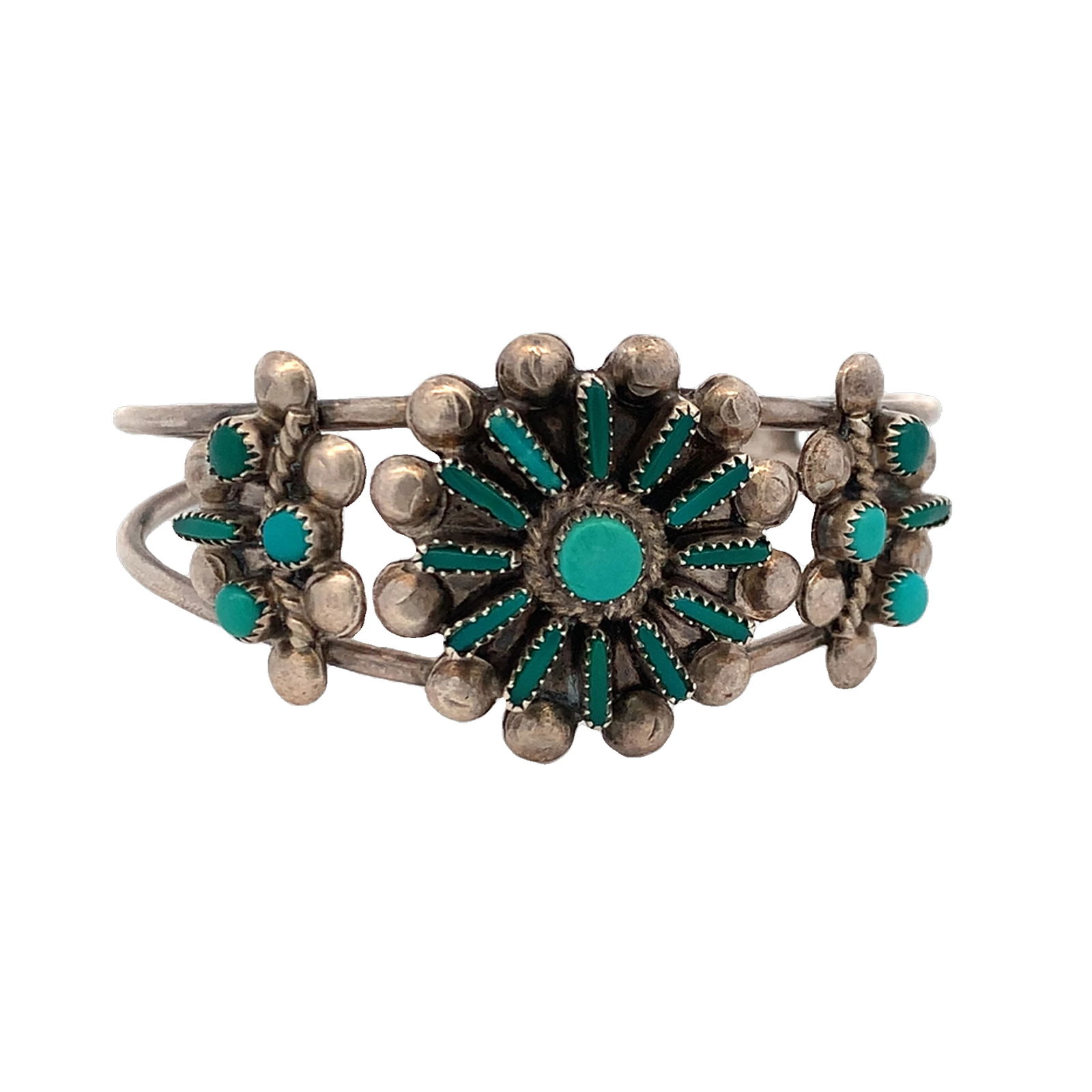 ZUNI STERLING TURQUOISE HANDMADE Vintage Wire BRACELET (1 of 5)