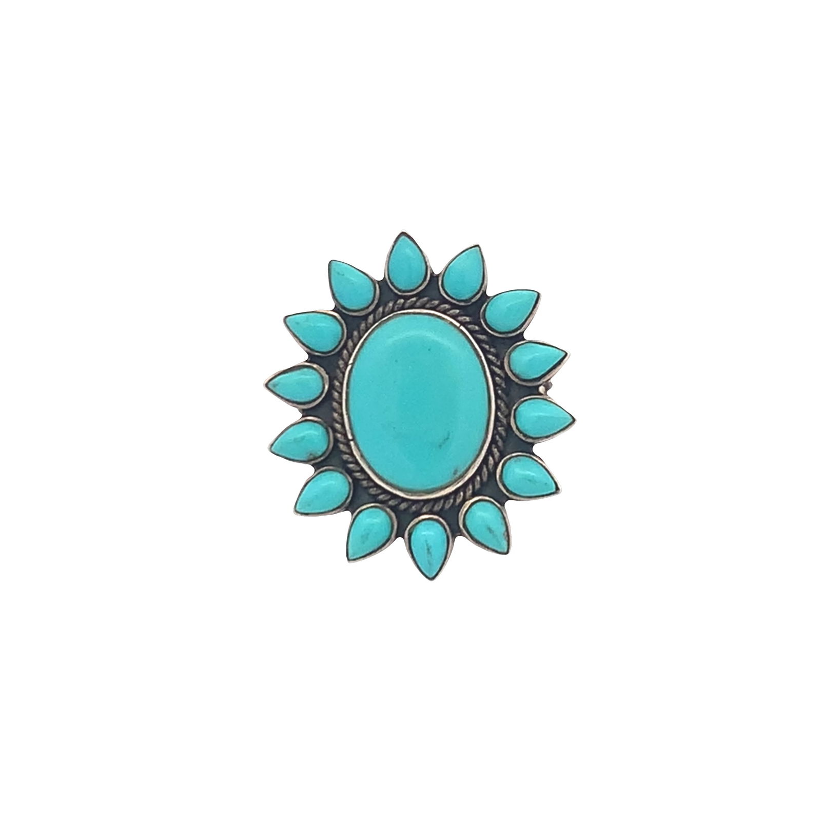 Signed Navajo Sterling Turquoise Ring Sz. 9.5 (1 of 5)