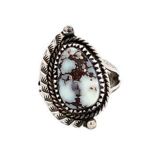 J. Abeyta Sterling Silver Turquoise Ring, 8g, Size 7 (1 of 4)