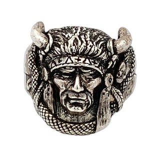 Heavy Sterling Warrior Face Ring, 12g (1 of 3)
