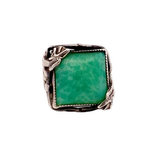 Vintage Mexican Sterling Silver Eagle & Green Onyx Ring, Size 7.5 (1 of 6)