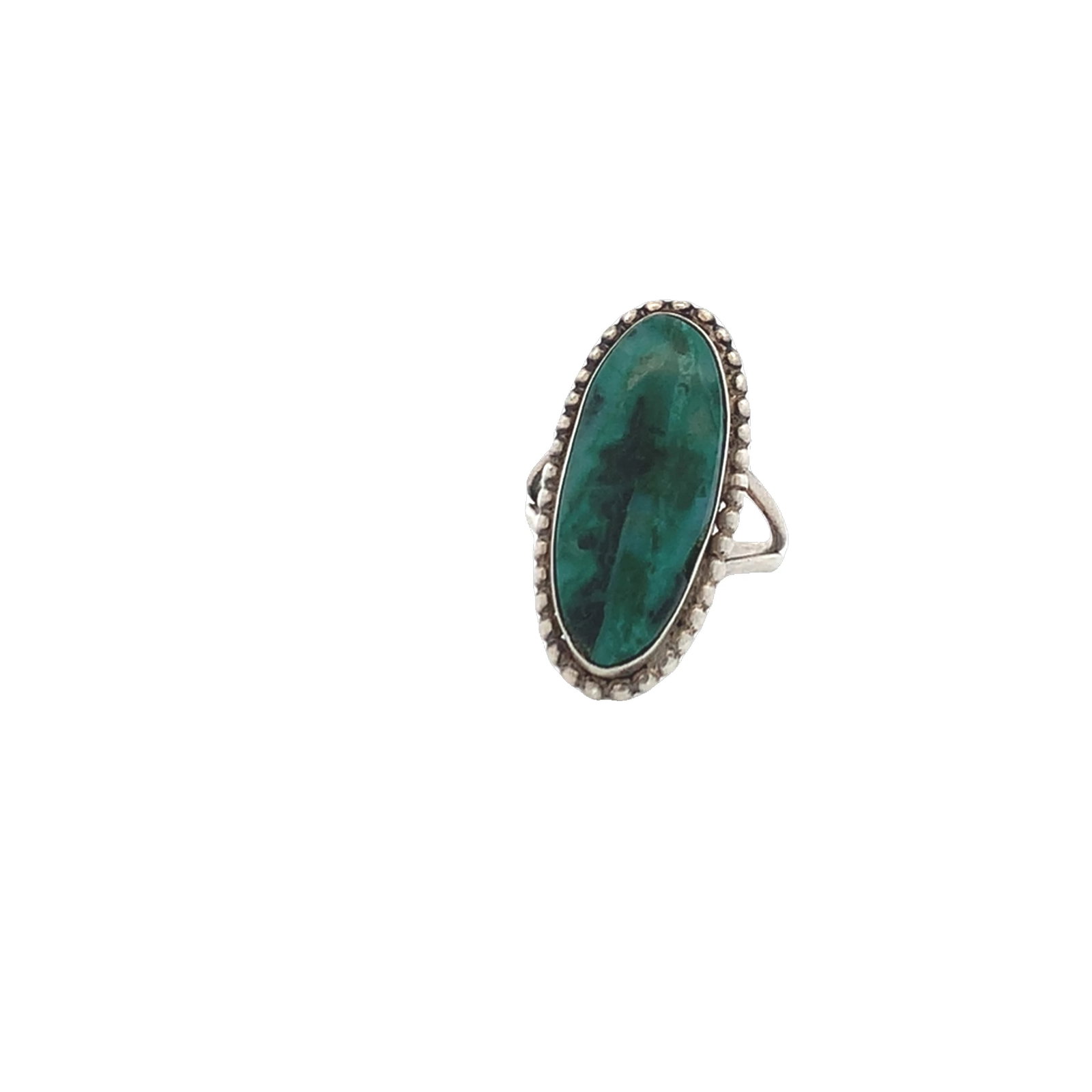 Vintage Southwestern sterling silver ring with a large oval turquoise: No stamp Size 6Weight 4.9