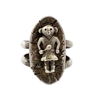 Vintage Mexican Sterling Silver Figural “Girl” Ring, Size 6, 7g (1 of 5)