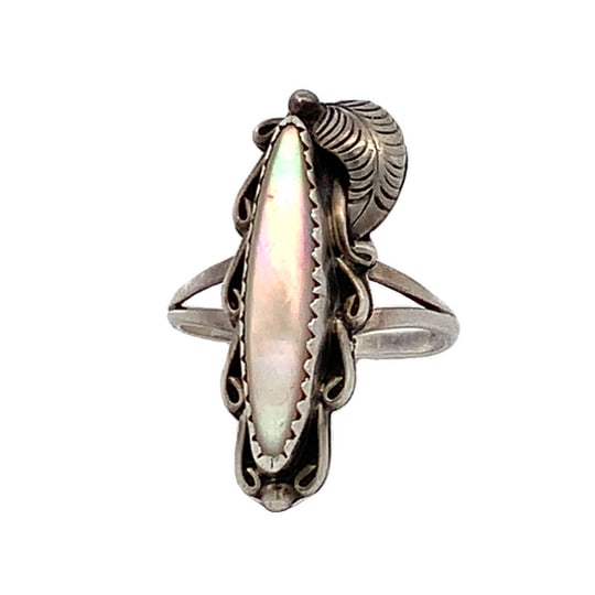 Vintage Navajo Sterling Silver Mother of Pearl Ring, Size 6, 3g (1 of 5)