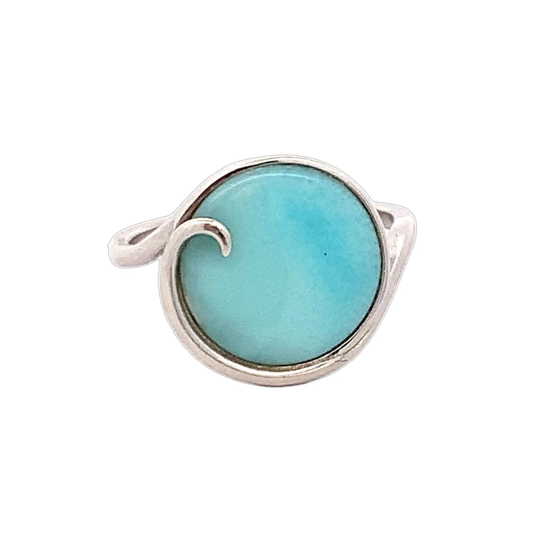 Vintage Sterling silver ring with a long oval-shaped Larimar: Size 9.5Weight 2.9Stamp 925
