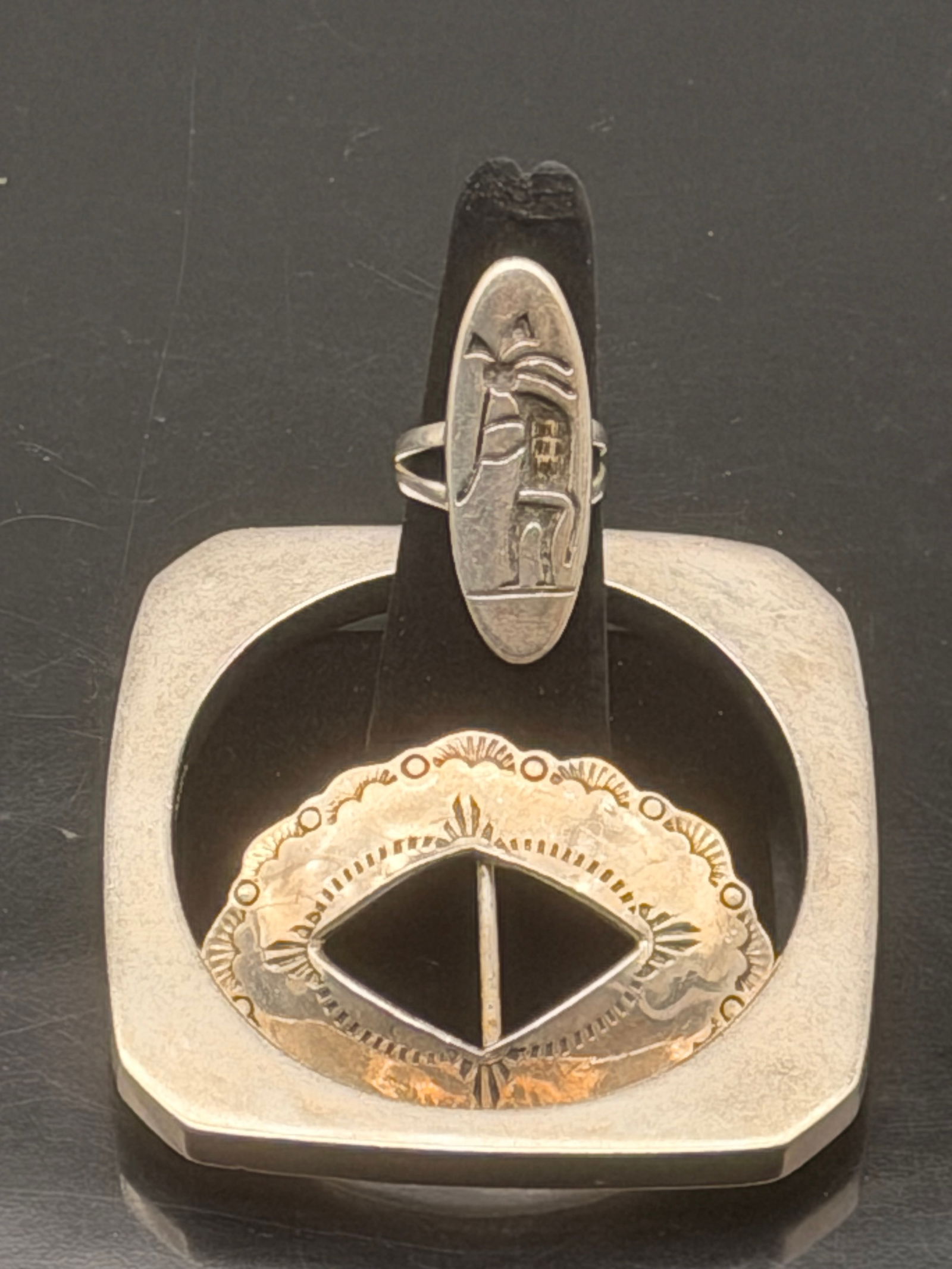 Vintage Taxco Mexico 925 Silver Jewelry Lot – Ring, Buckle & Square Bangle (63g) (1 of 13)