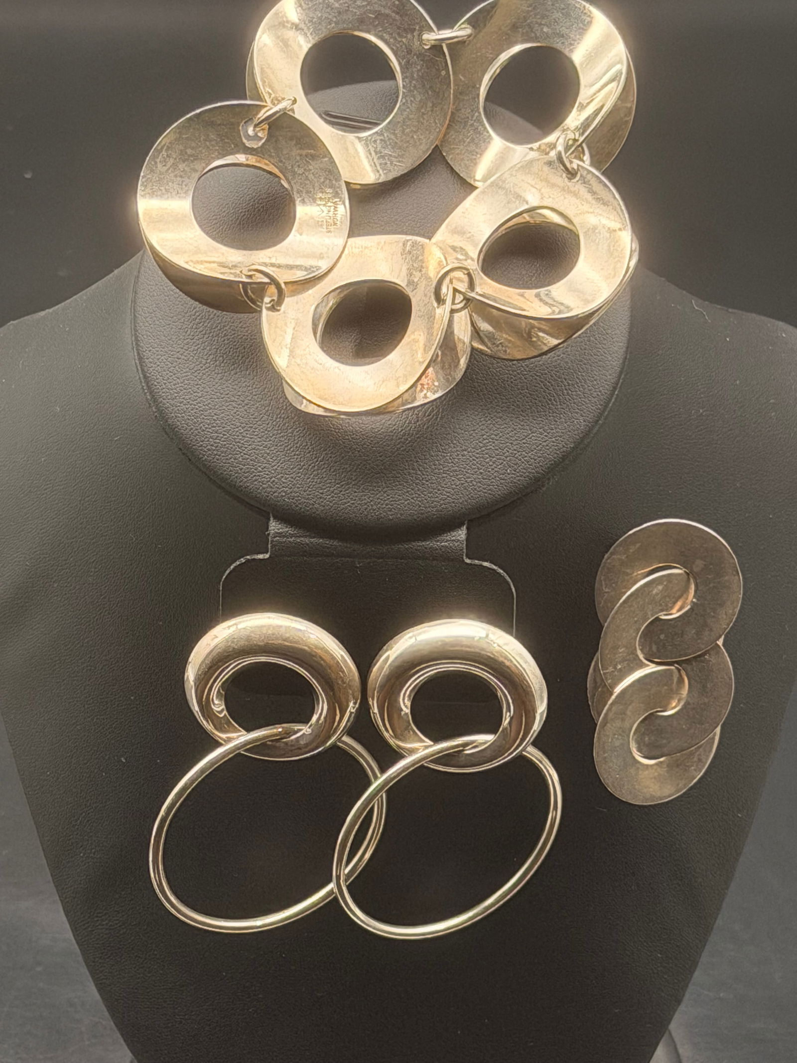 Vintage Modernist Sterling Silver Jewelry Lot – Taxco Earrings, Bracelet & Brooch (Mexico 925) (1 of 12)