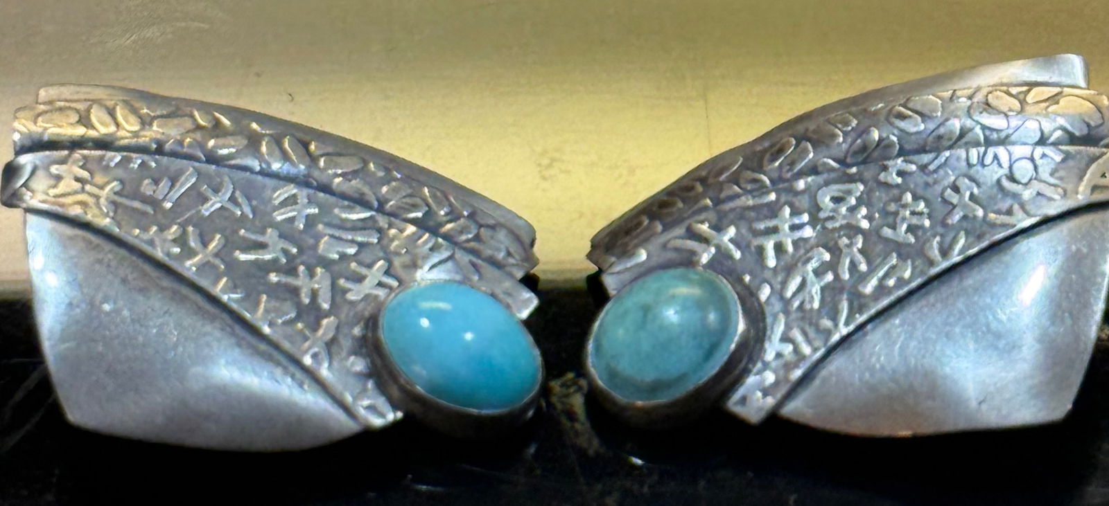 Vintage Native American Navajo sterling silver Earring: Stamp sterling markers name Gail See pictures for more info