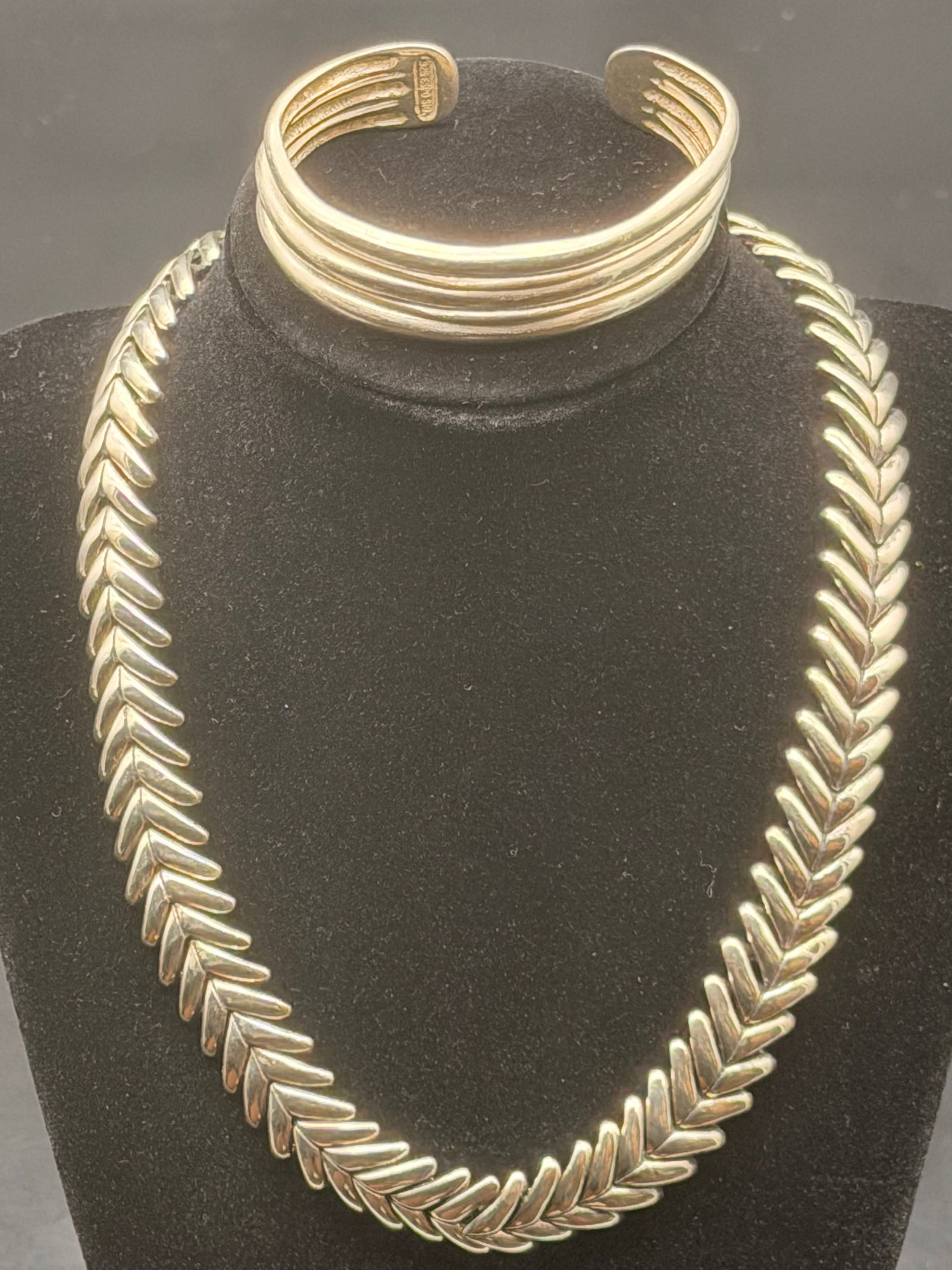 Vintage Mexican Sterling Silver Jewelry Lot – TM-90 Necklace & Espinosa Cuff Bracelet (153g Total) (1 of 11)