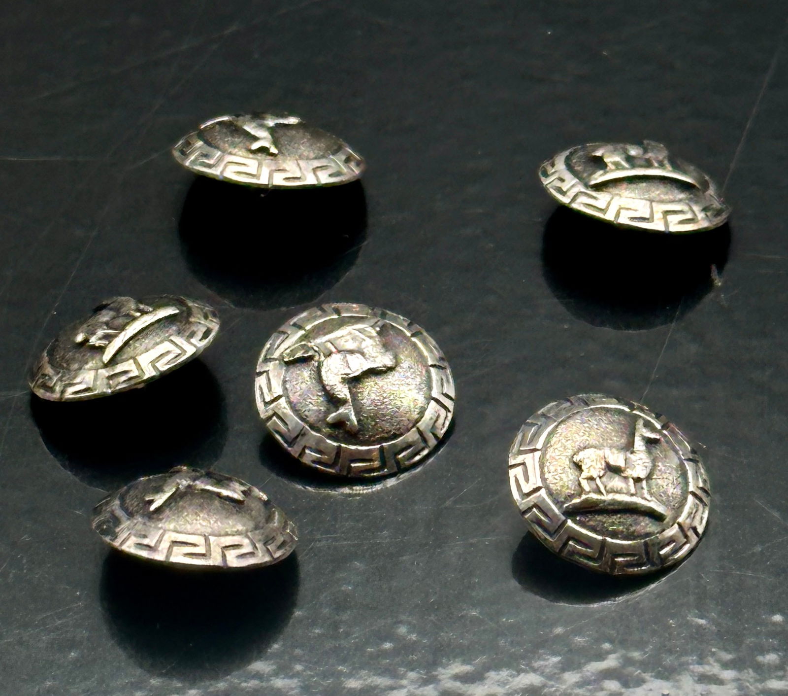 Set of 6 Vintage Peru 925 Silver Llama Buttons, 7 g (1 of 6)