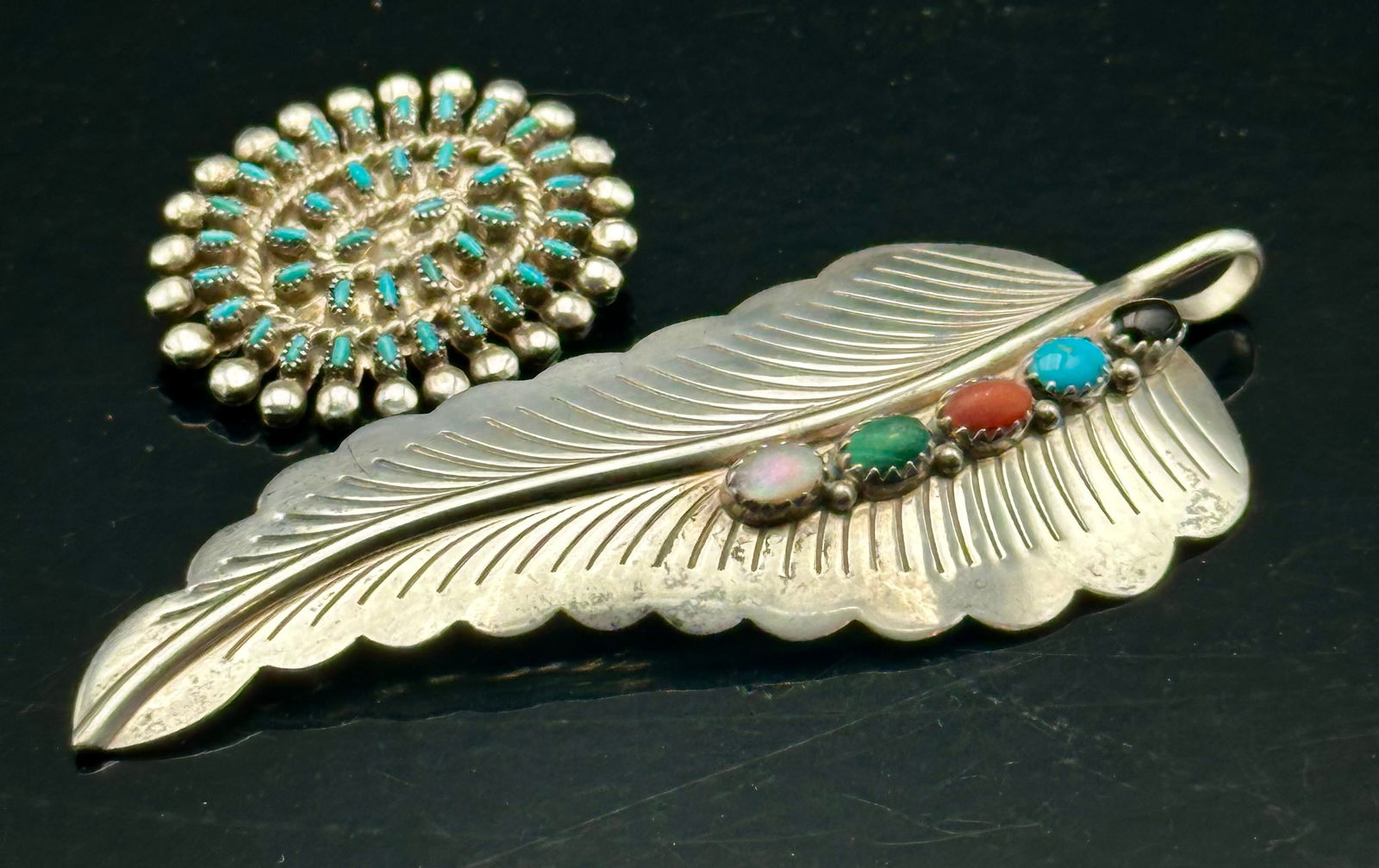 Zuni & Navajo Sterling Silver Multi-Stone and Cluster Pendants, 20g (1 of 7)