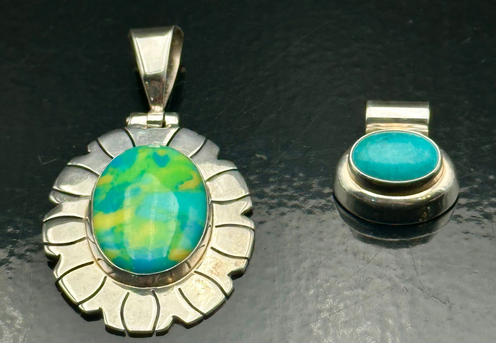 Mexican Sterling Silver Pendants with Blue Stones, 27g (1 of 7)