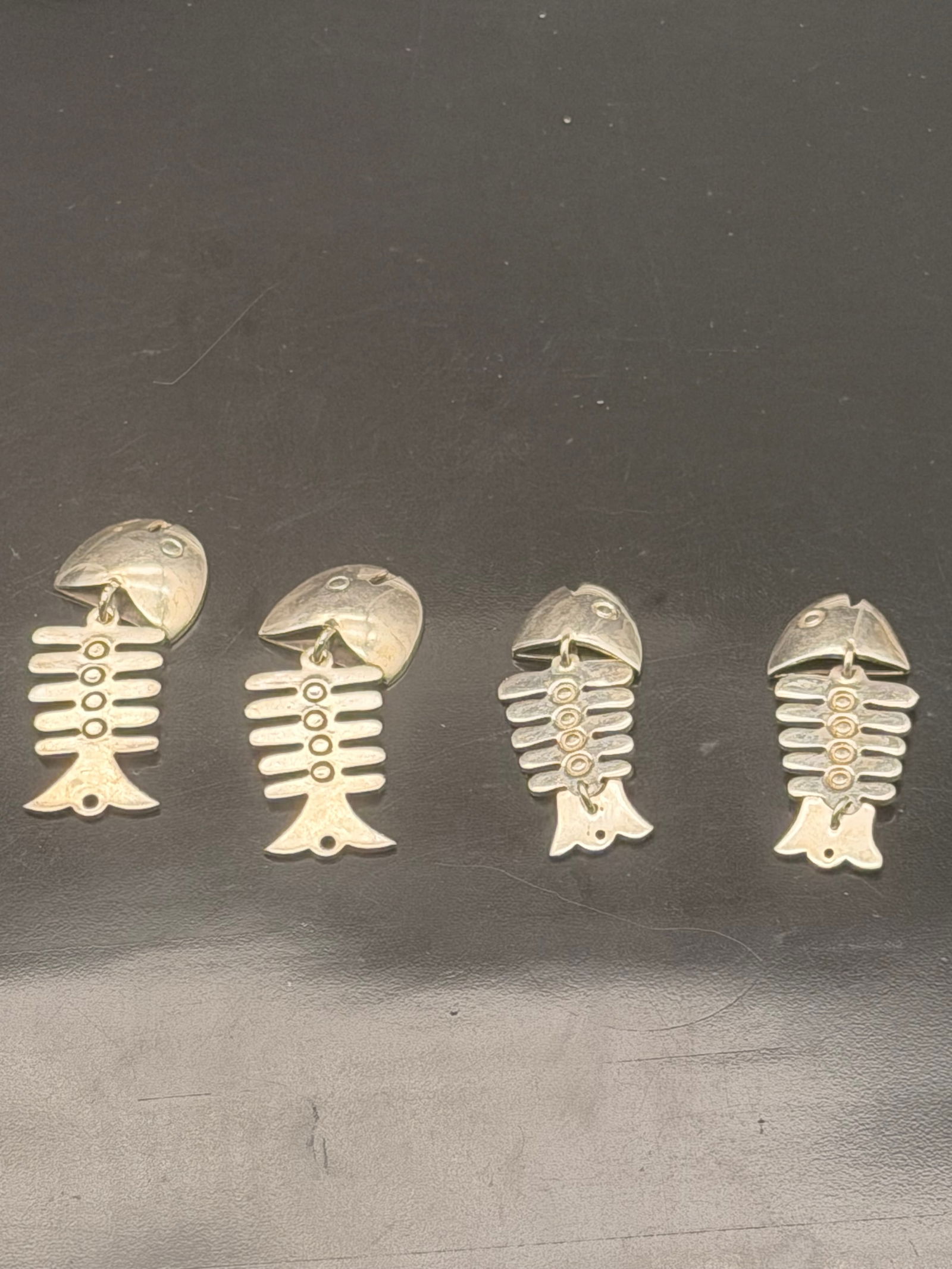 Vintage Mexican Sterling Silver Articulated Fishbone Earrings – Taxco 925, Modernist Design (28g (1 of 6)