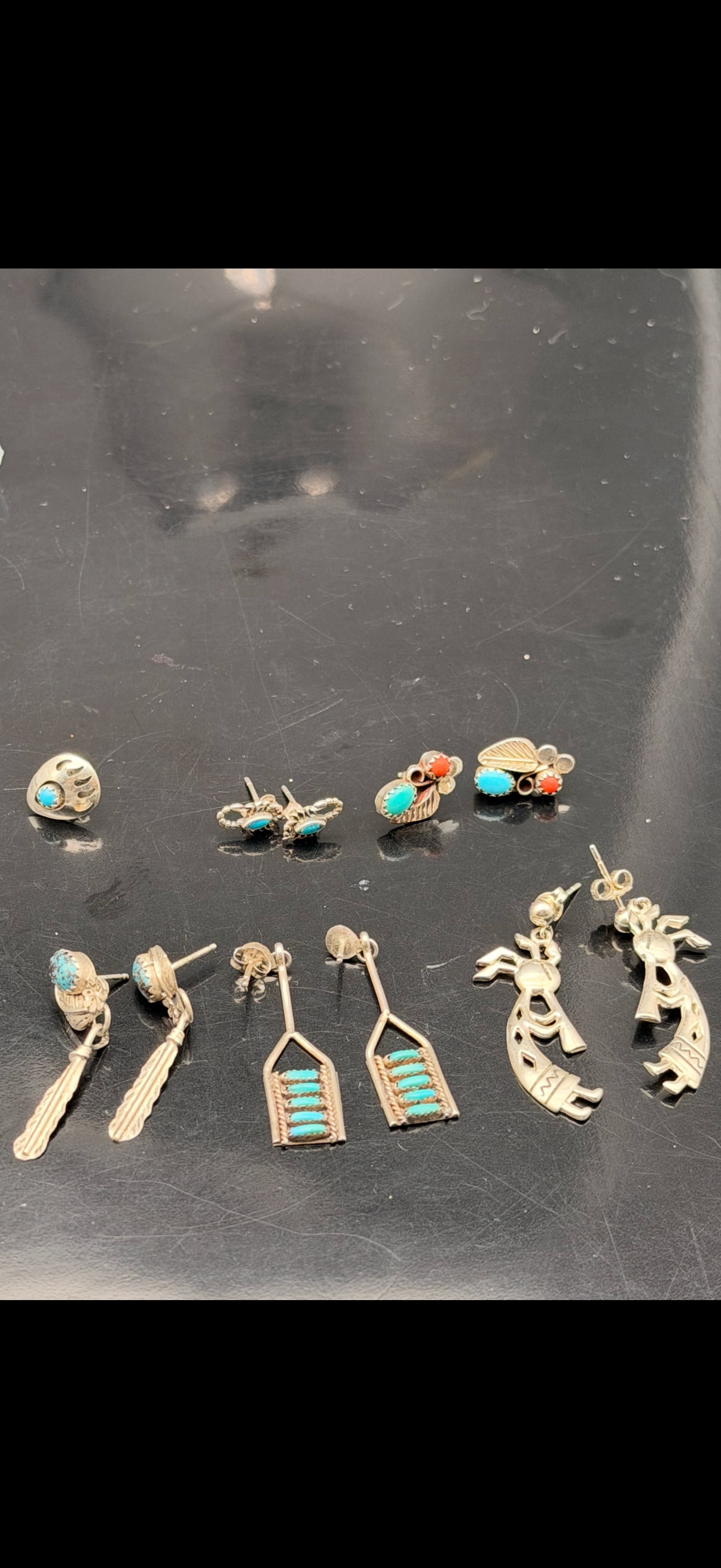 Sterling Silver Turquoise & Kokopelli Earring Lot – 6 Pairs – 14g (1 of 8)