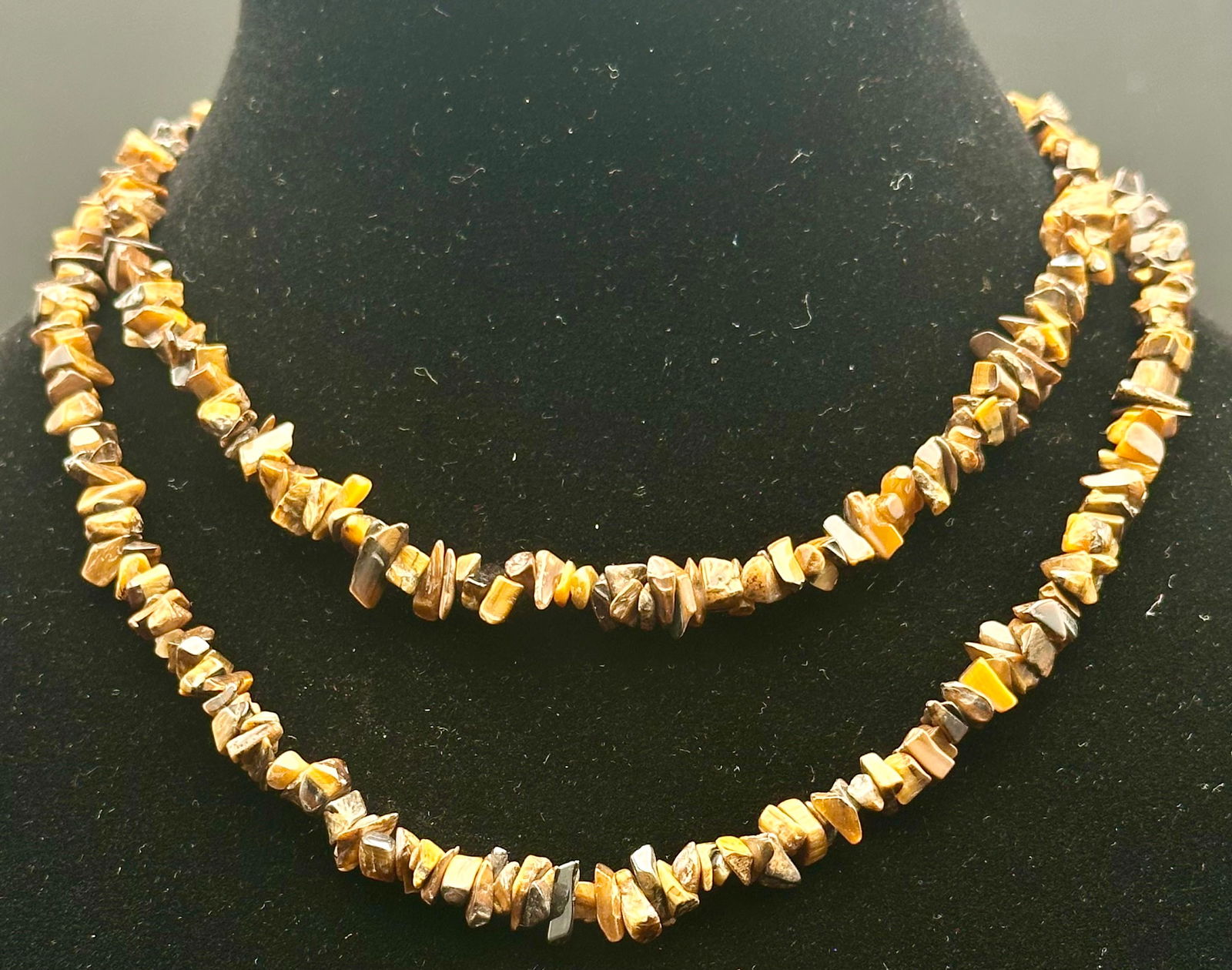 Vintage Tiger’s Eye Chip Bead Double Strand Necklace (1 of 8)
