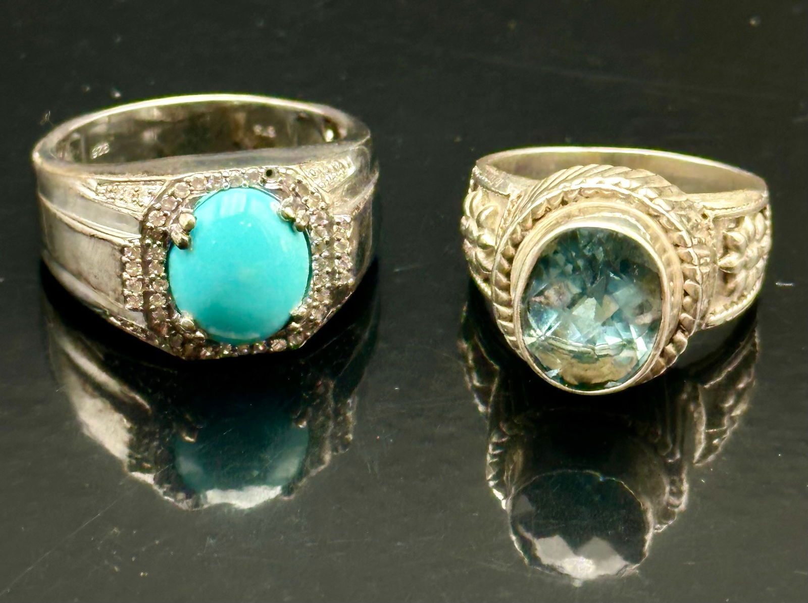 Arizona Sleeping Beauty Turquoise & Blue Topaz Sterling Silver Rings (1 of 10)