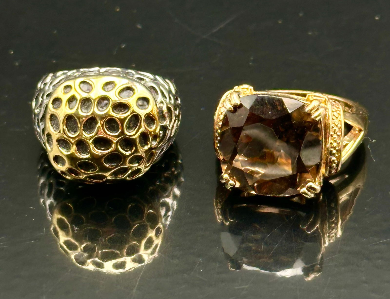 Brazilian Smoky Quartz & Couture Rhodium Copper-Plated Cabochon Rings (2) (1 of 9)