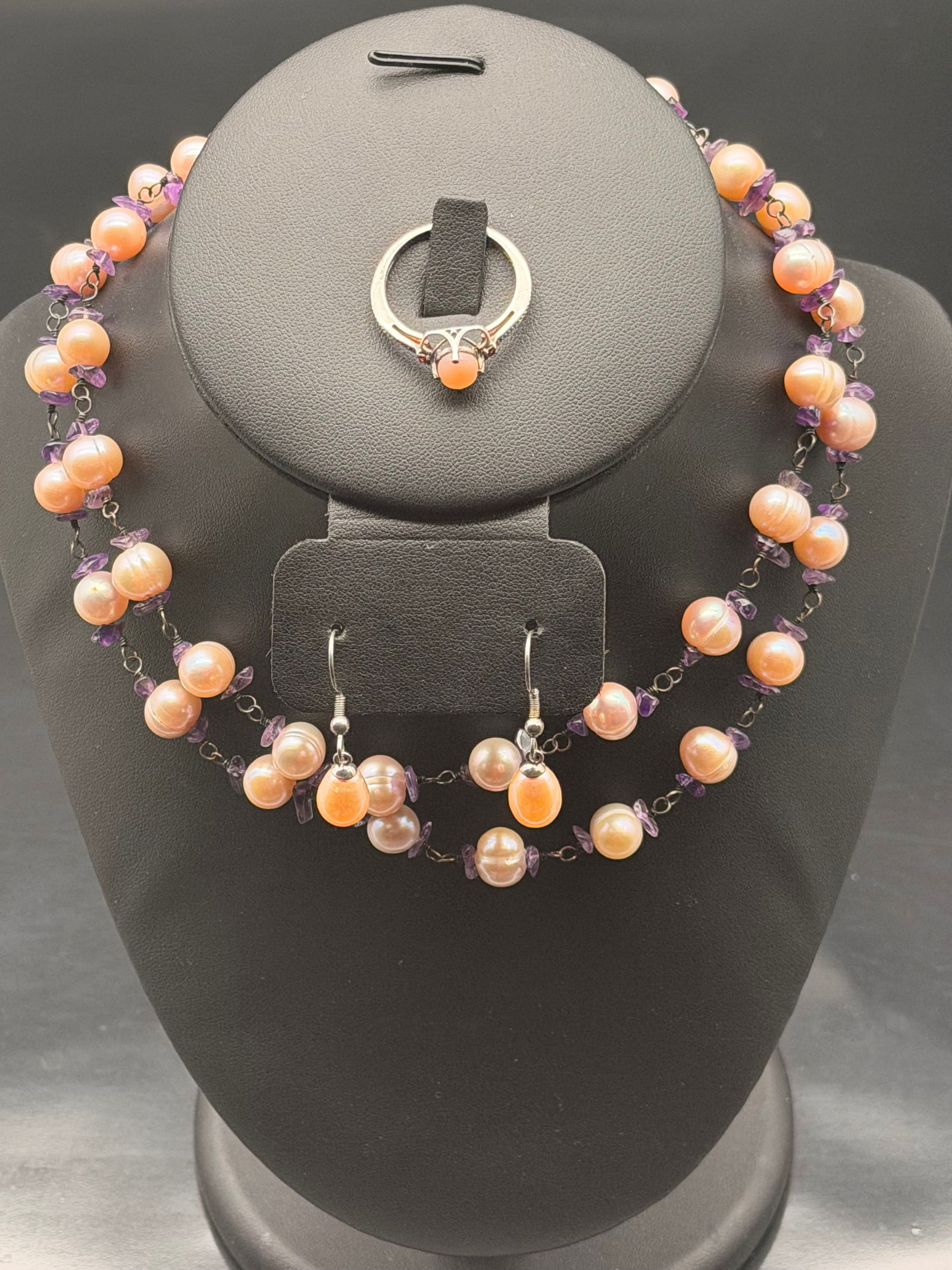 Peruvian Pink Opal & Rhodolite Ring – Sterling (1 of 9)