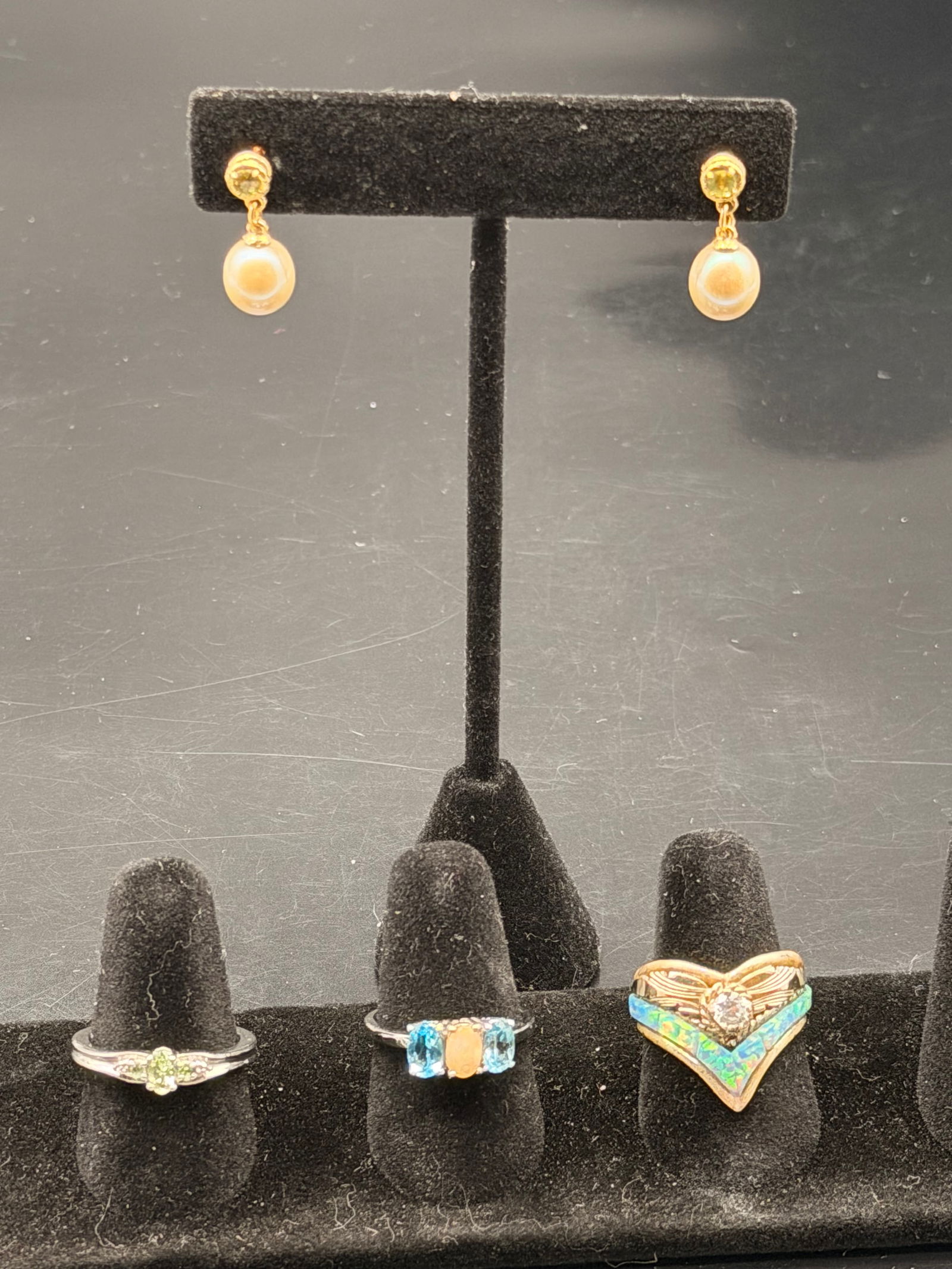 925 Sterling Silver & Gold-Tone Jewelry Lot – Earrings and Rings with Gemstones (1 of 17)