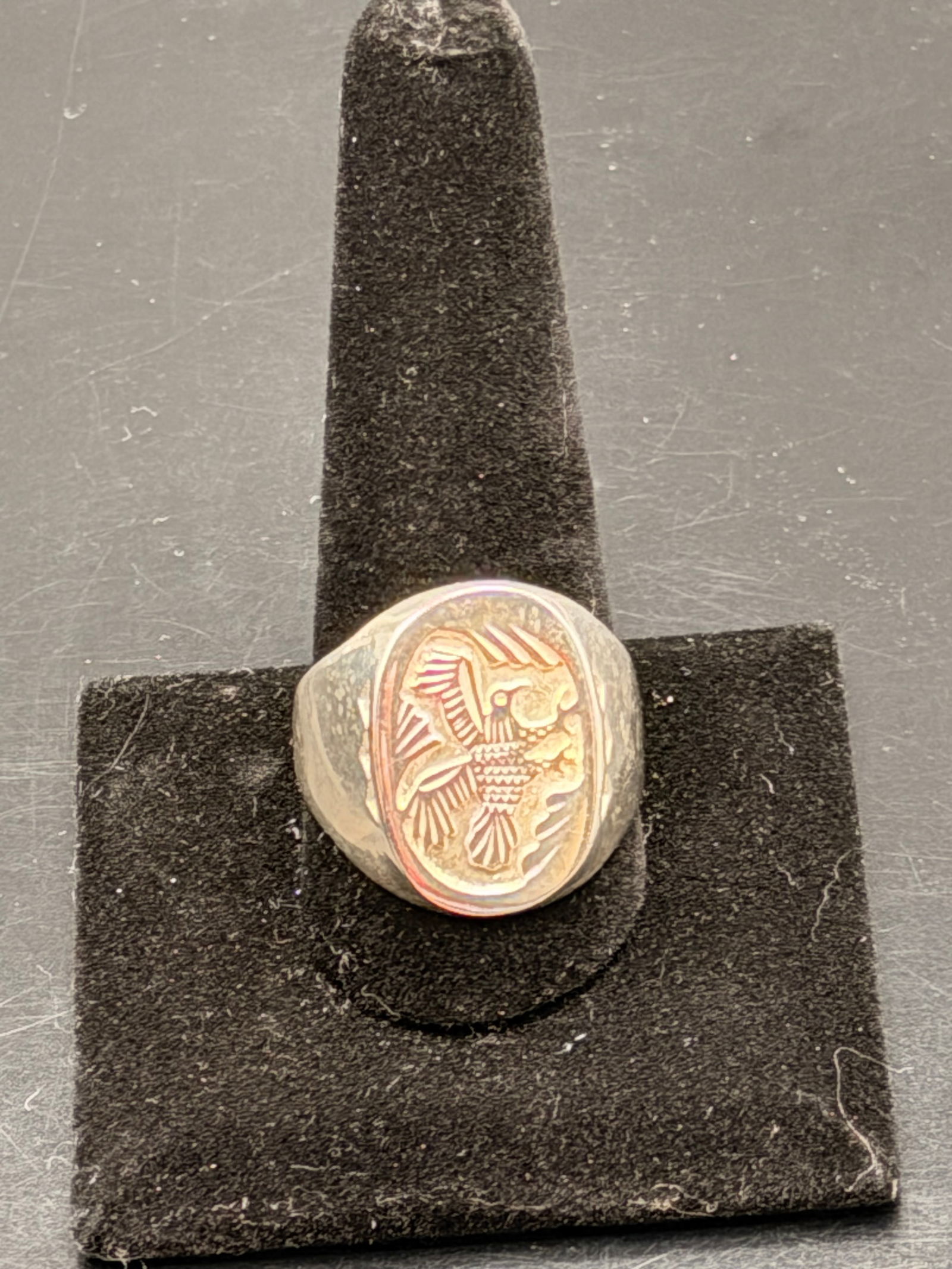 Men’s Eagle Emblem Ring – Sterling Silver & Gold-Tone Inlay, Bold Statement Design (1 of 7)