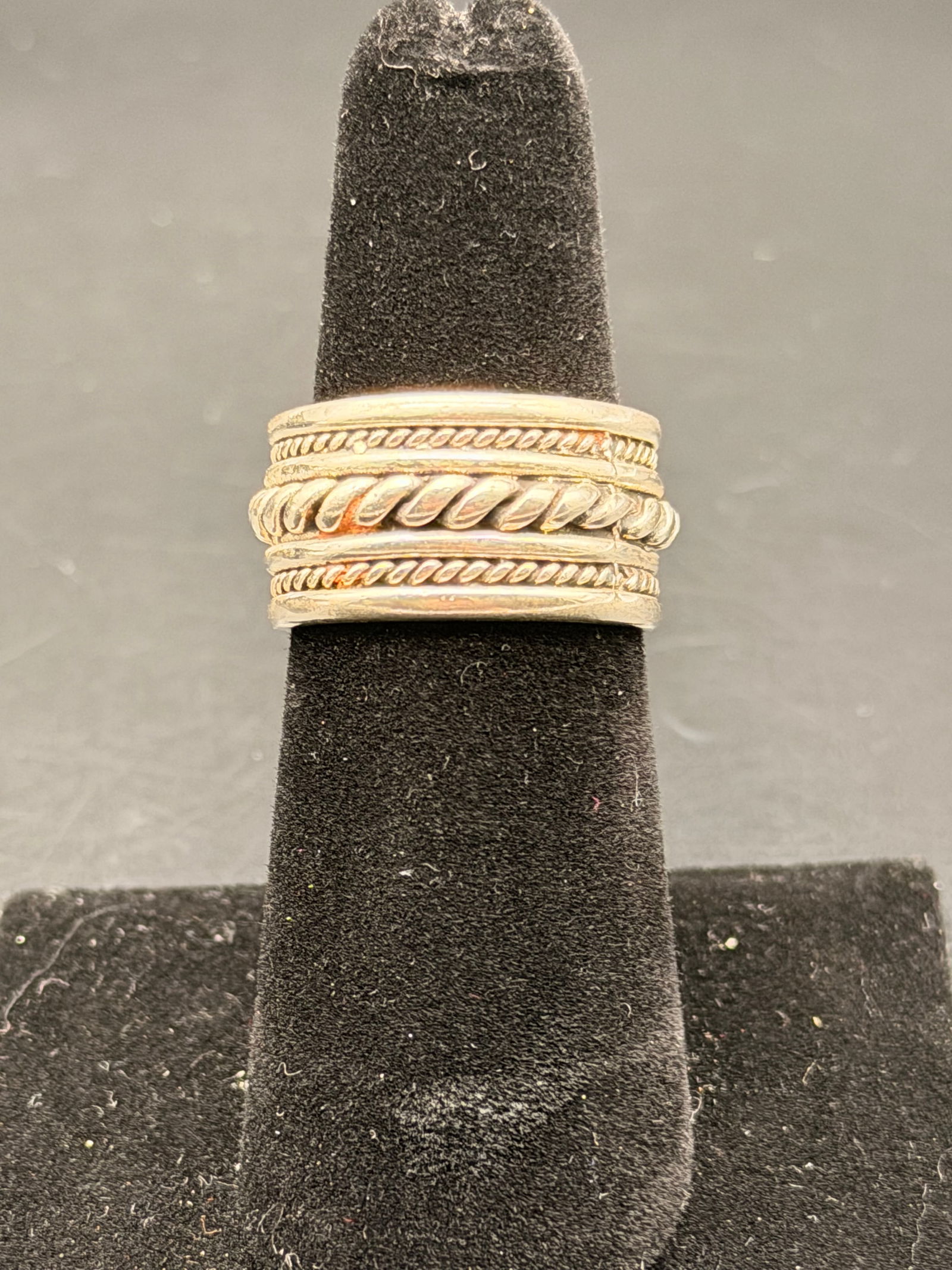 Vintage Sterling Silver Spinner Ring – Braided Rope Design, 925 Solid Silver (1 of 7)