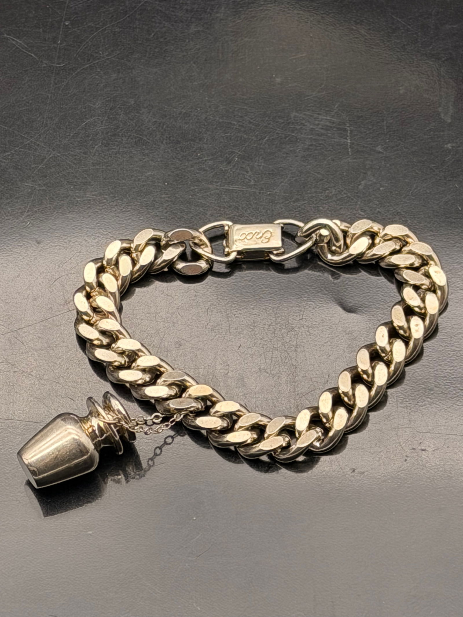 Vintage Endo Sterling Silver 925 Curb Chain Bracelet – 45g Heavy Link, Signed Box Clasp (1 of 7)