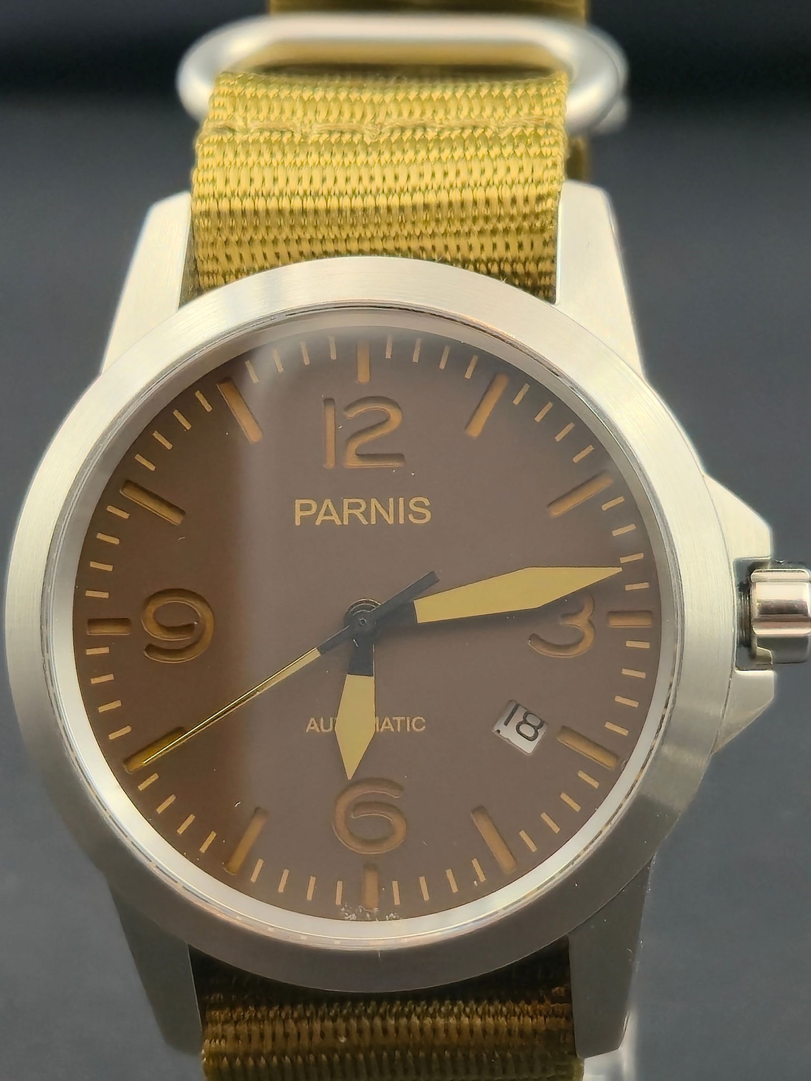 Parnis Automatic Brown Dial Stainless 42mm Field Watch – NOS (1 of 10)