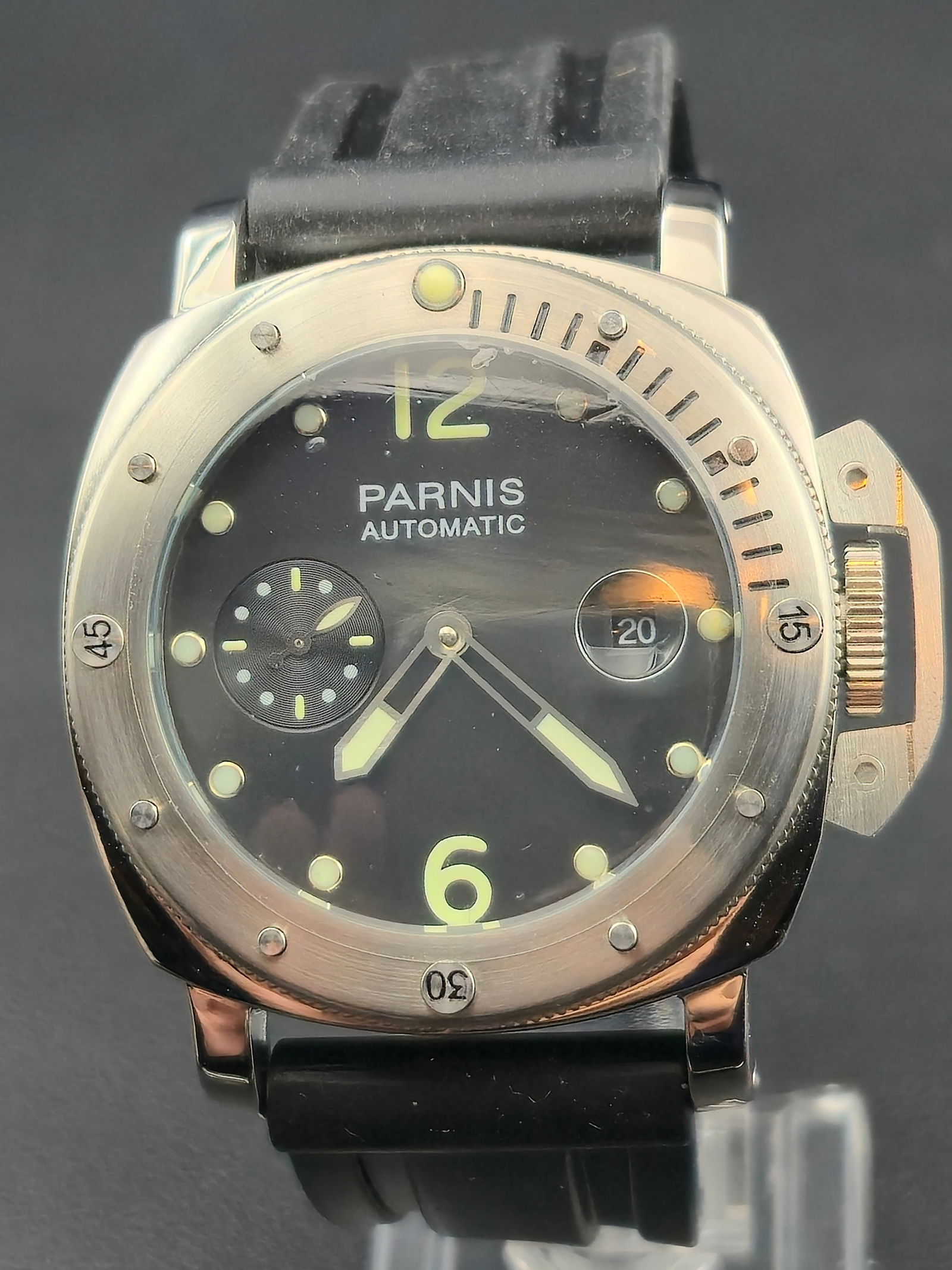 Parnis Automatic Stainless Steel 44mm Diver Watch w/ Crown Guard – NOS (1 of 10)