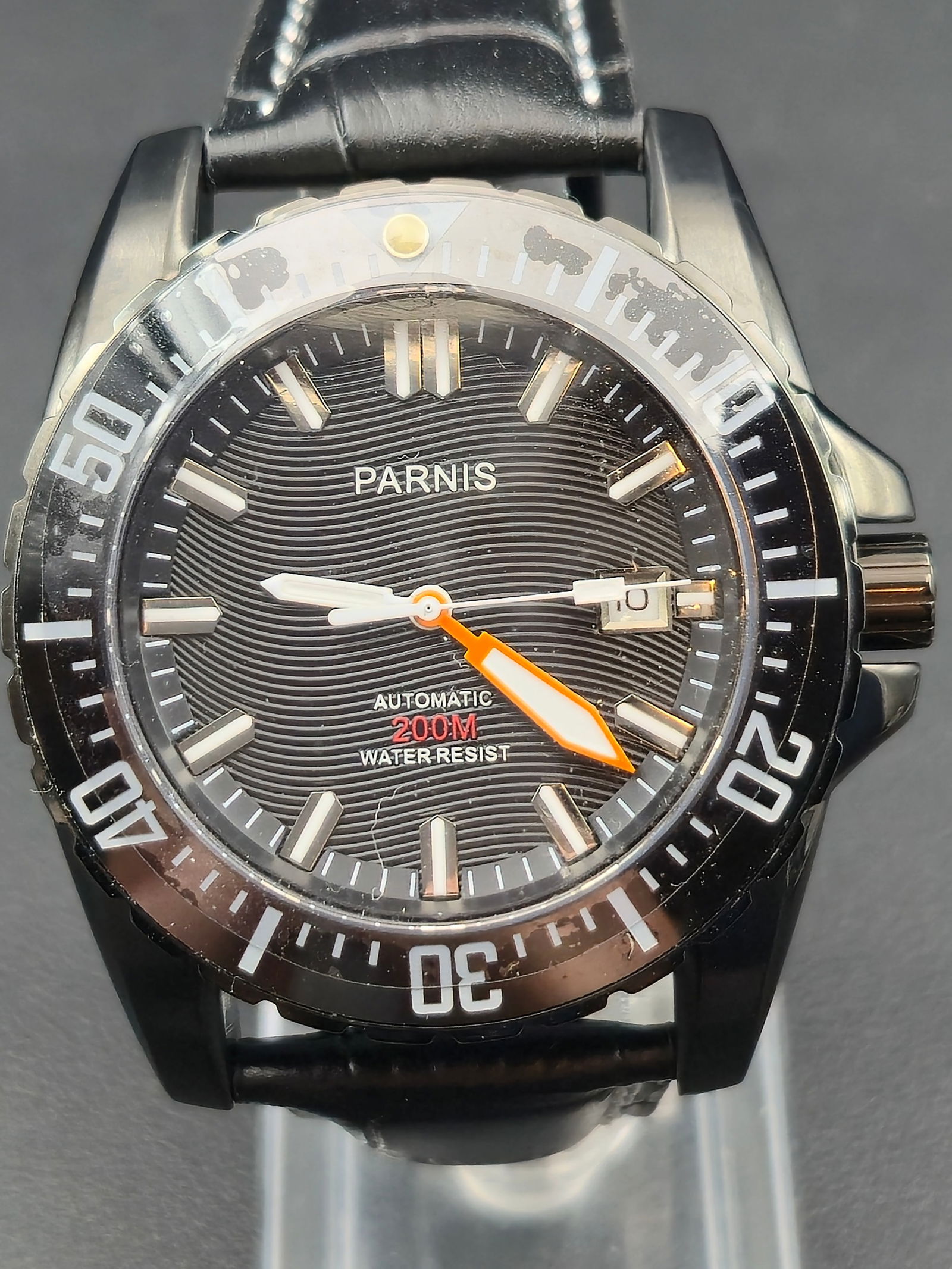 Parnis Automatic Miyota 21J 43mm Black Diver 200M Watch – NOS (1 of 11)