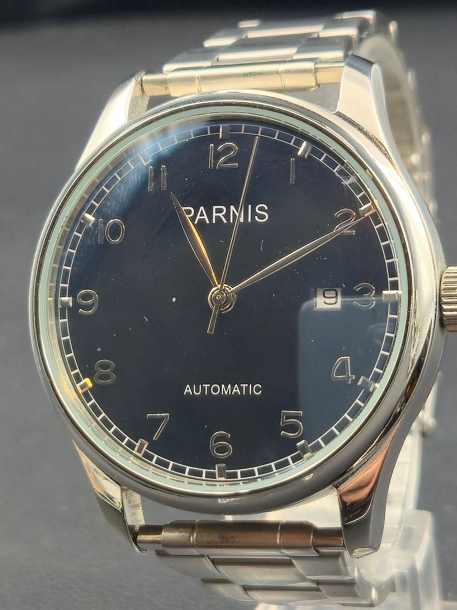 Parnis Classic Automatic 42mm Black Dial Stainless Steel Bracelet NOS (1 of 9)