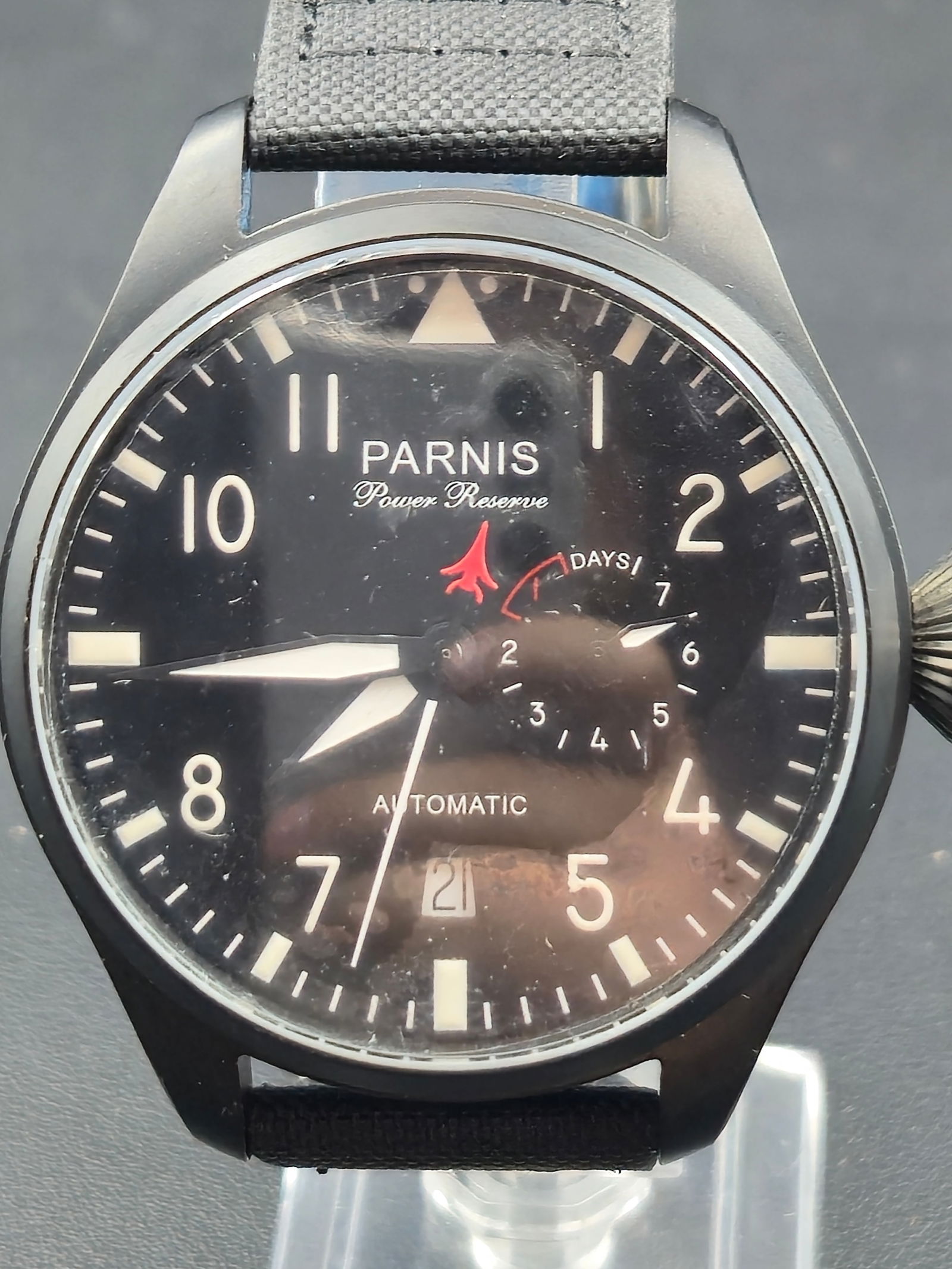 Parnis Pilot Power Reserve Automatic 48mm Black Dial Stainless Steel NOS (Model No. 2012) (1 of 9)