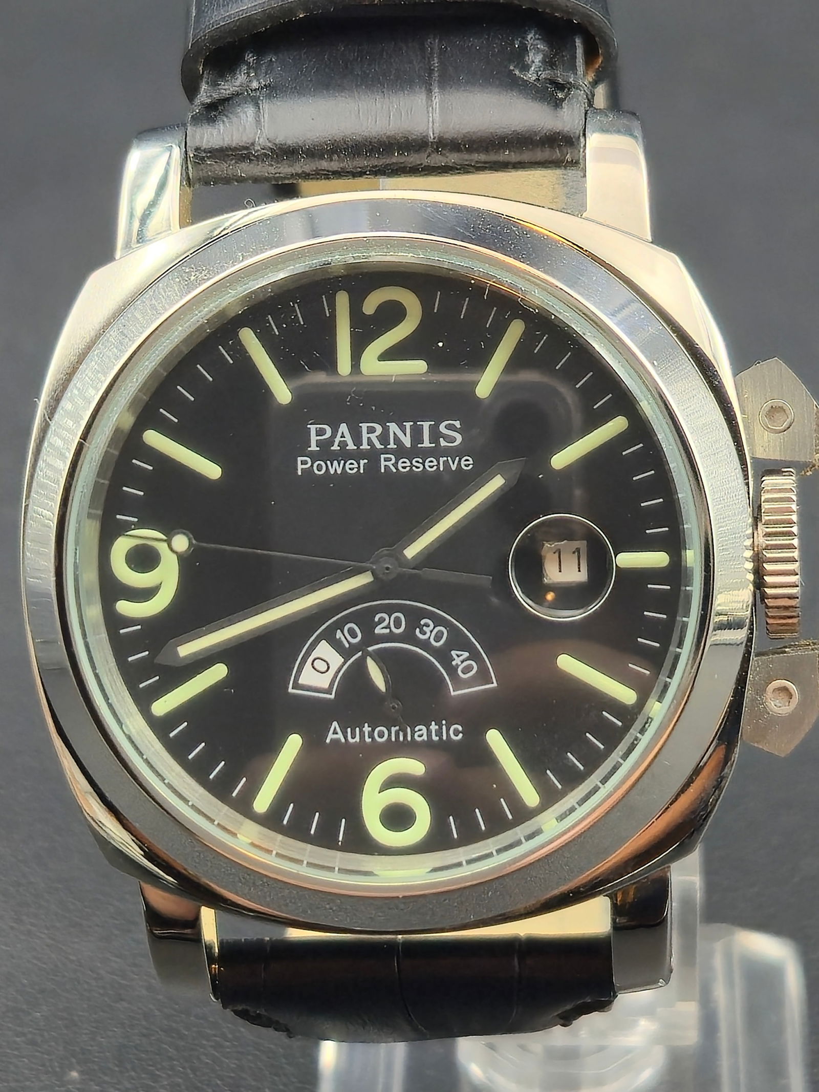 Parnis Power Reserve Automatic 44mm Black Dial Stainless Steel NOS (Model P0717) (1 of 9)