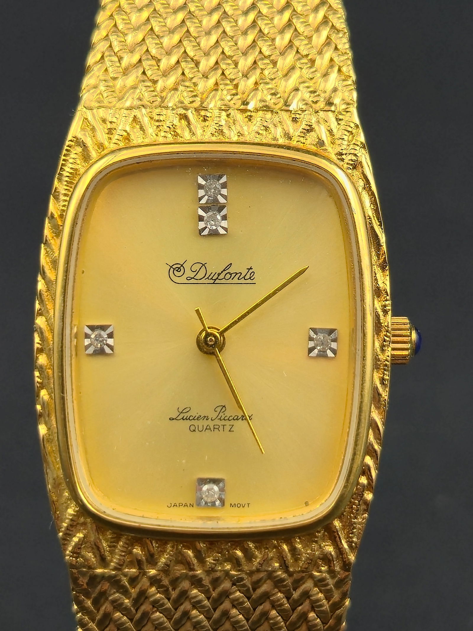 Dufonte by Lucien Piccard His & Hers Gold Quartz Watch Set NOS Full Box (1980s–1990s) (1 of 16)